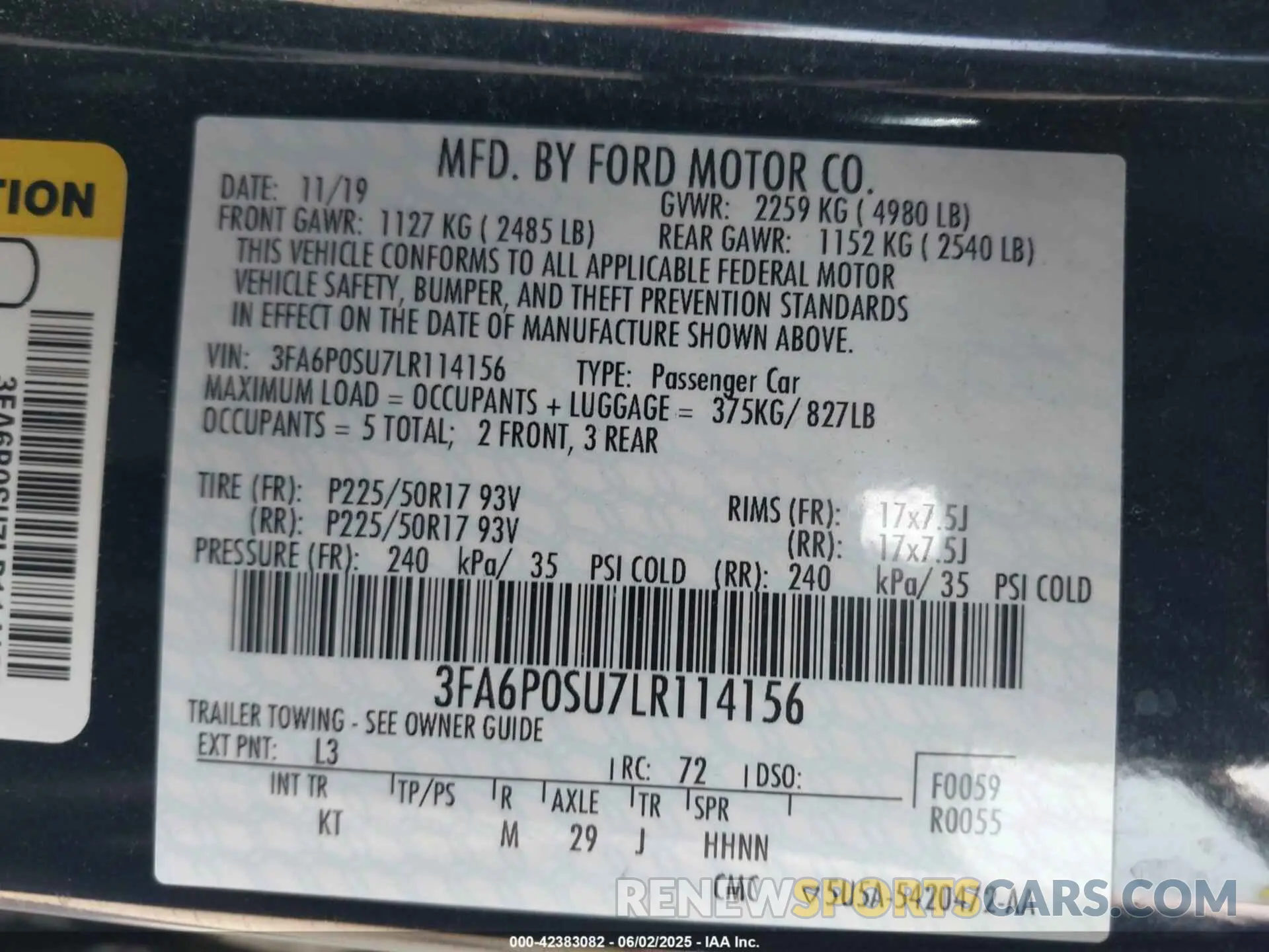 9 Photograph of a damaged car 3FA6P0SU7LR114156 FORD FUSION 2020