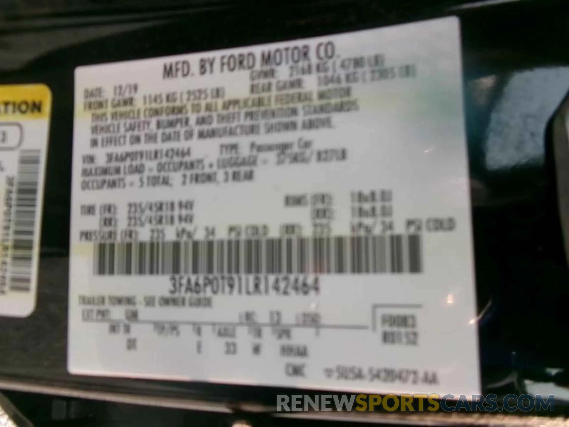 16 Photograph of a damaged car 3FA6P0T91LR142464 FORD FUSION 2020