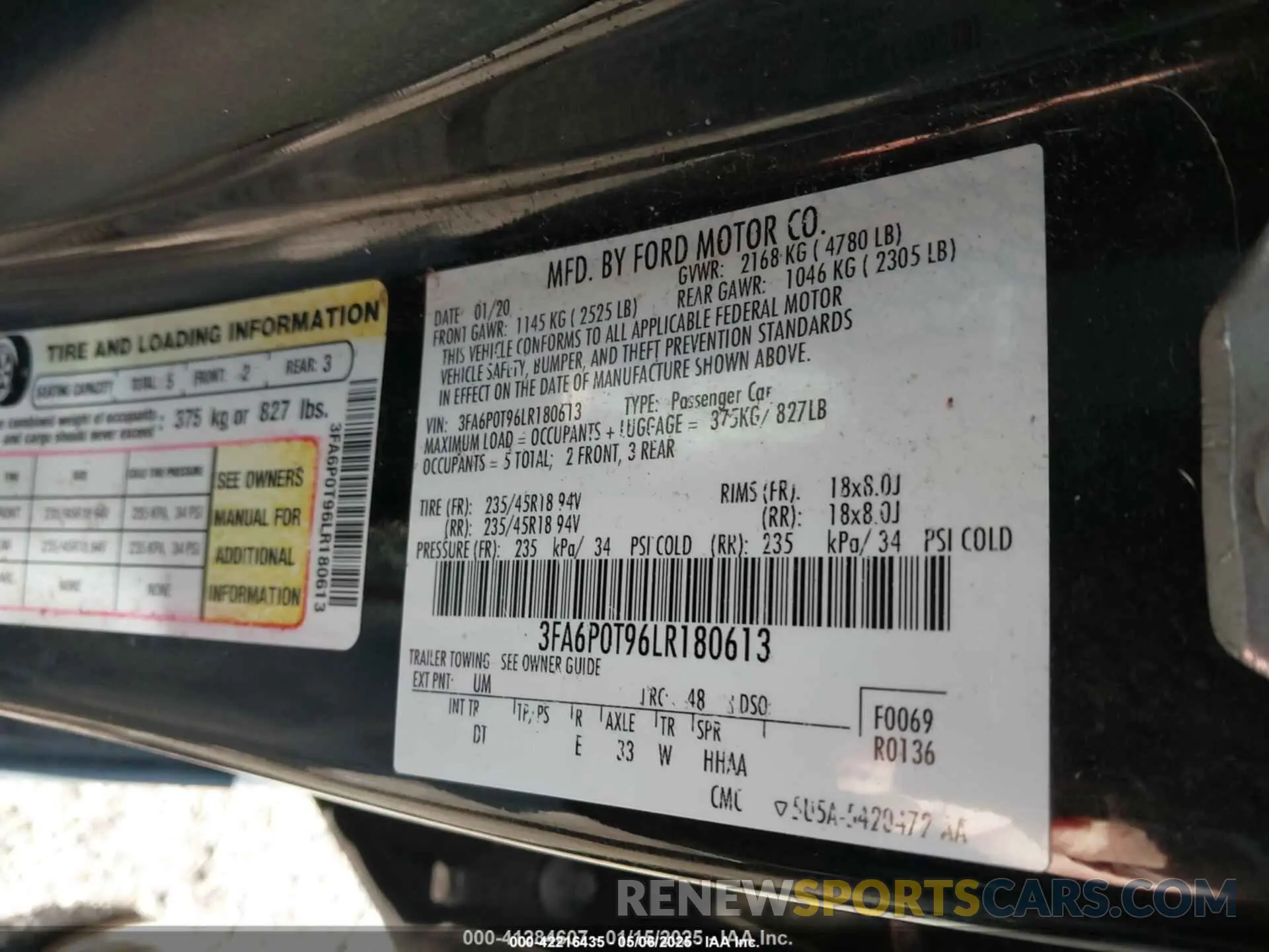 9 Photograph of a damaged car 3FA6P0T96LR180613 FORD FUSION 2020