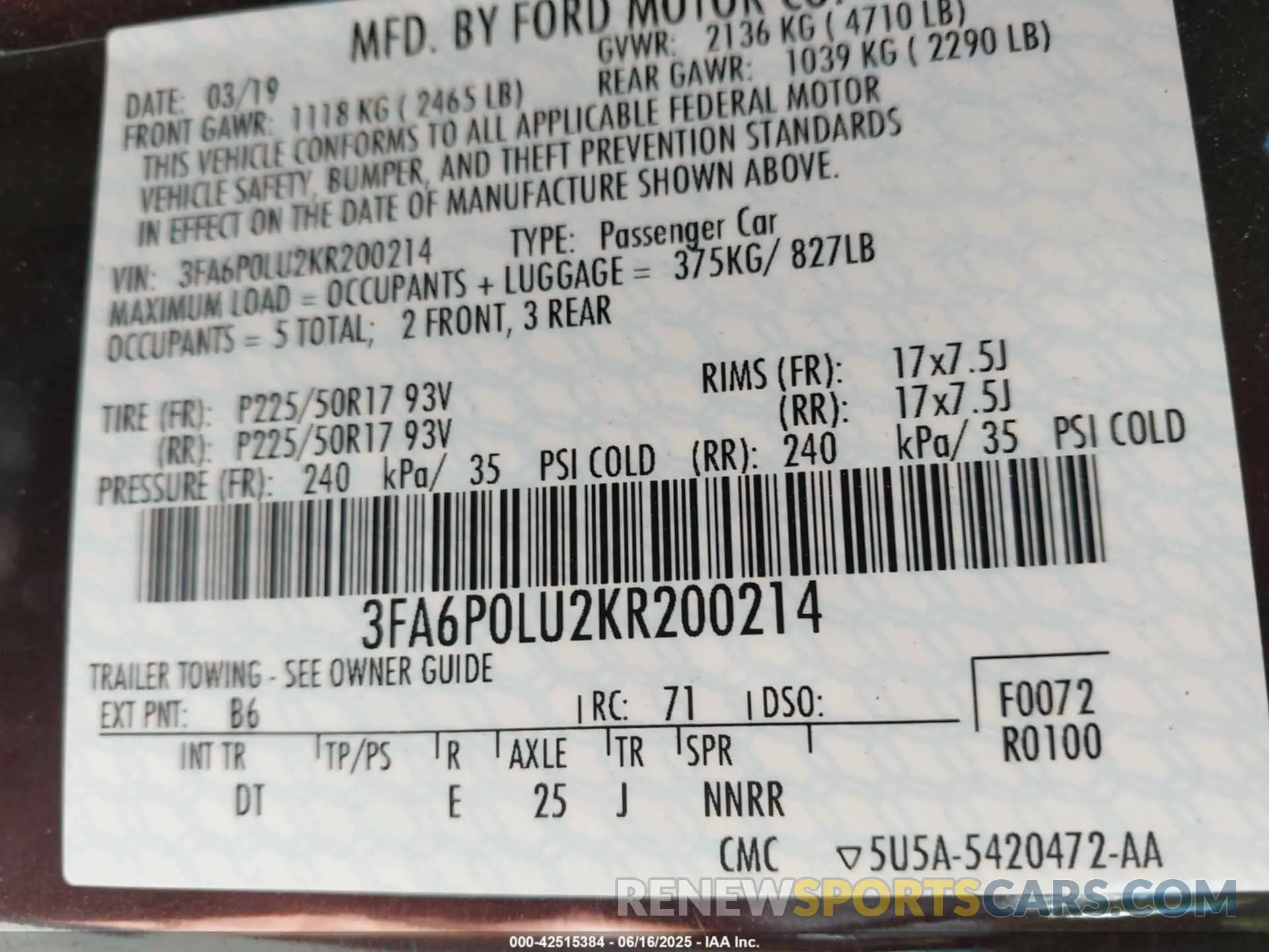 9 Photograph of a damaged car 3FA6P0LU2KR200214 FORD FUSION HYBRID 2019