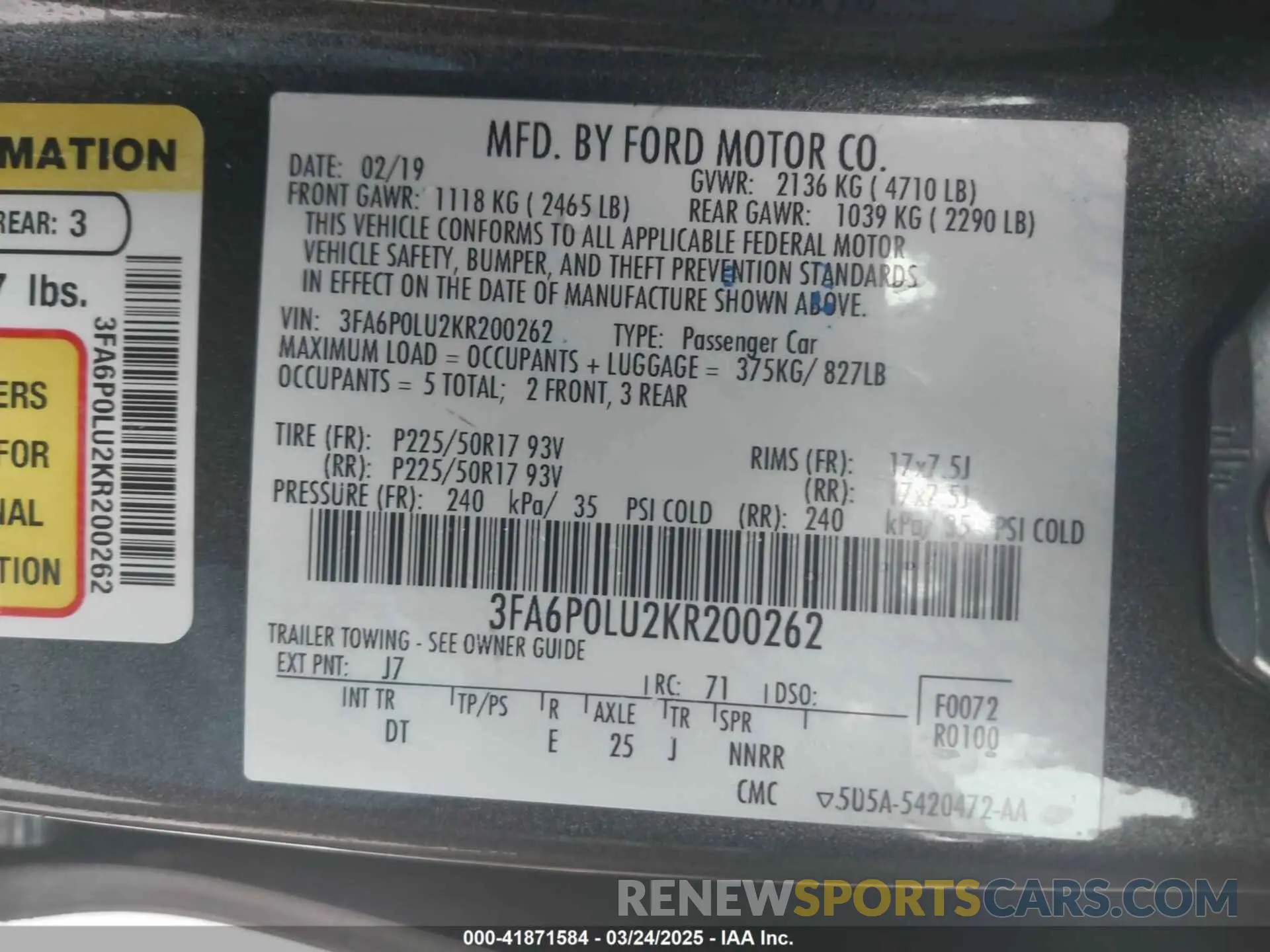 9 Photograph of a damaged car 3FA6P0LU2KR200262 FORD FUSION HYBRID 2019