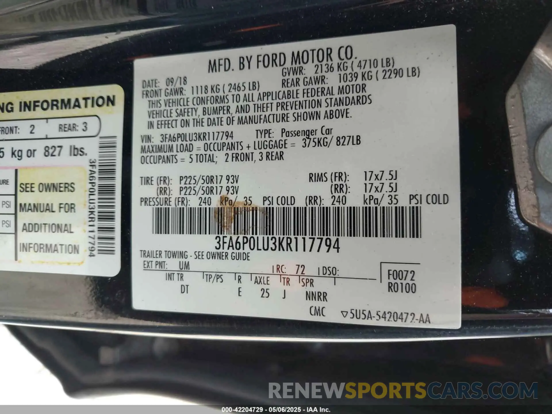 9 Photograph of a damaged car 3FA6P0LU3KR117794 FORD FUSION HYBRID 2019