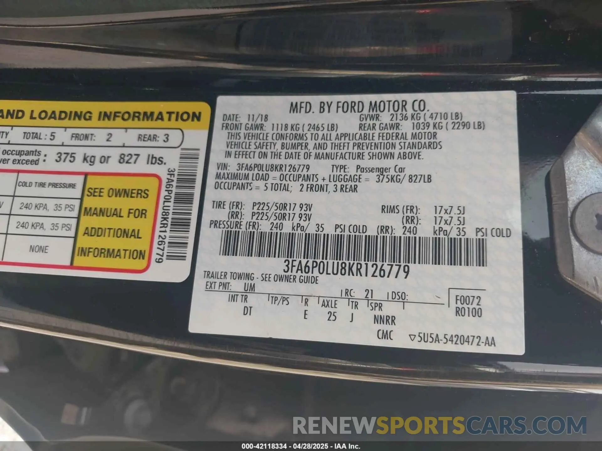 9 Photograph of a damaged car 3FA6P0LU8KR126779 FORD FUSION HYBRID 2019