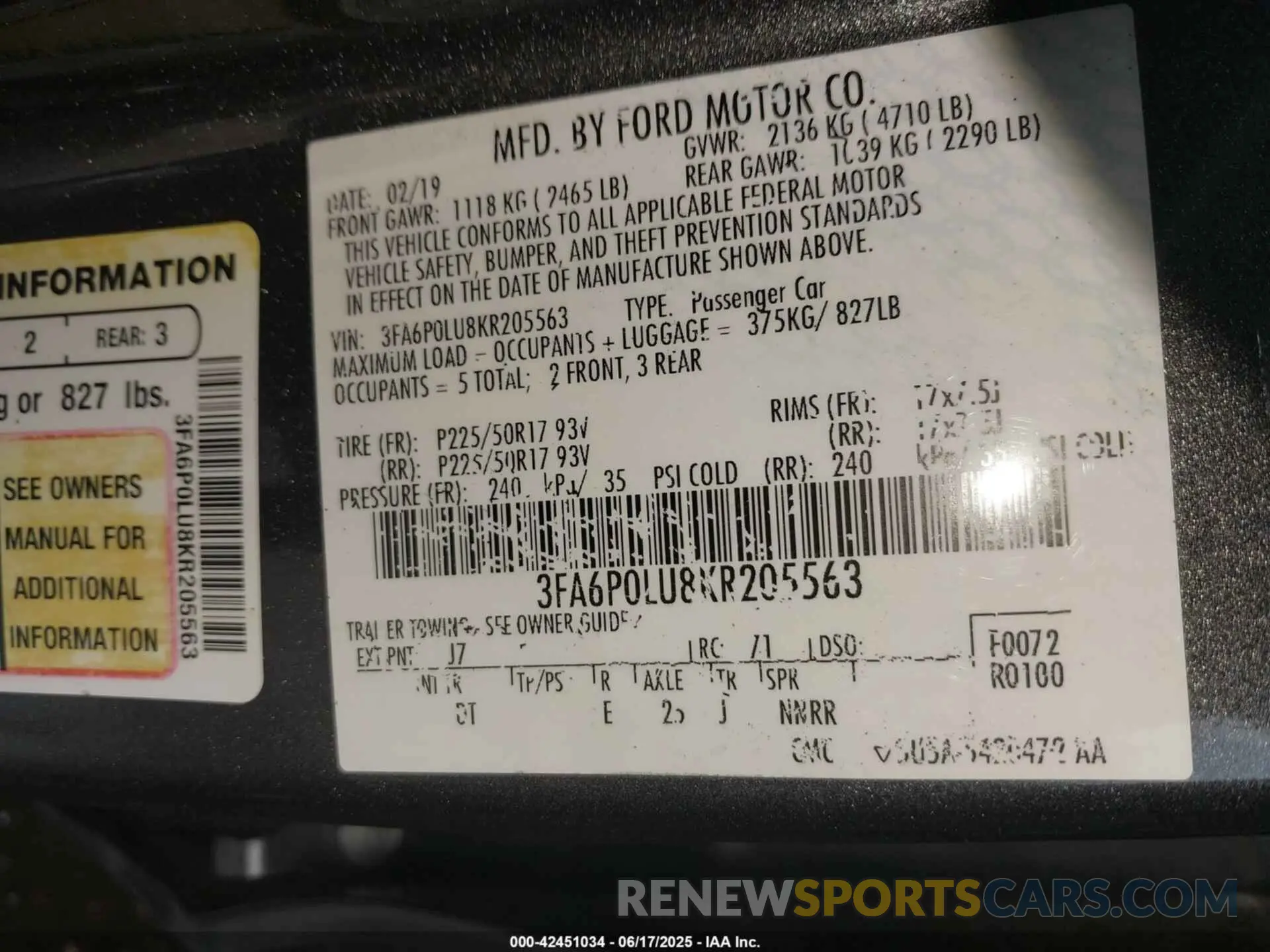 9 Photograph of a damaged car 3FA6P0LU8KR205563 FORD FUSION HYBRID 2019