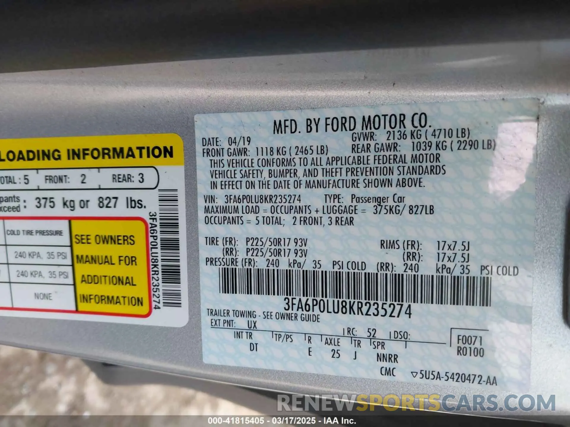 9 Photograph of a damaged car 3FA6P0LU8KR235274 FORD FUSION HYBRID 2019
