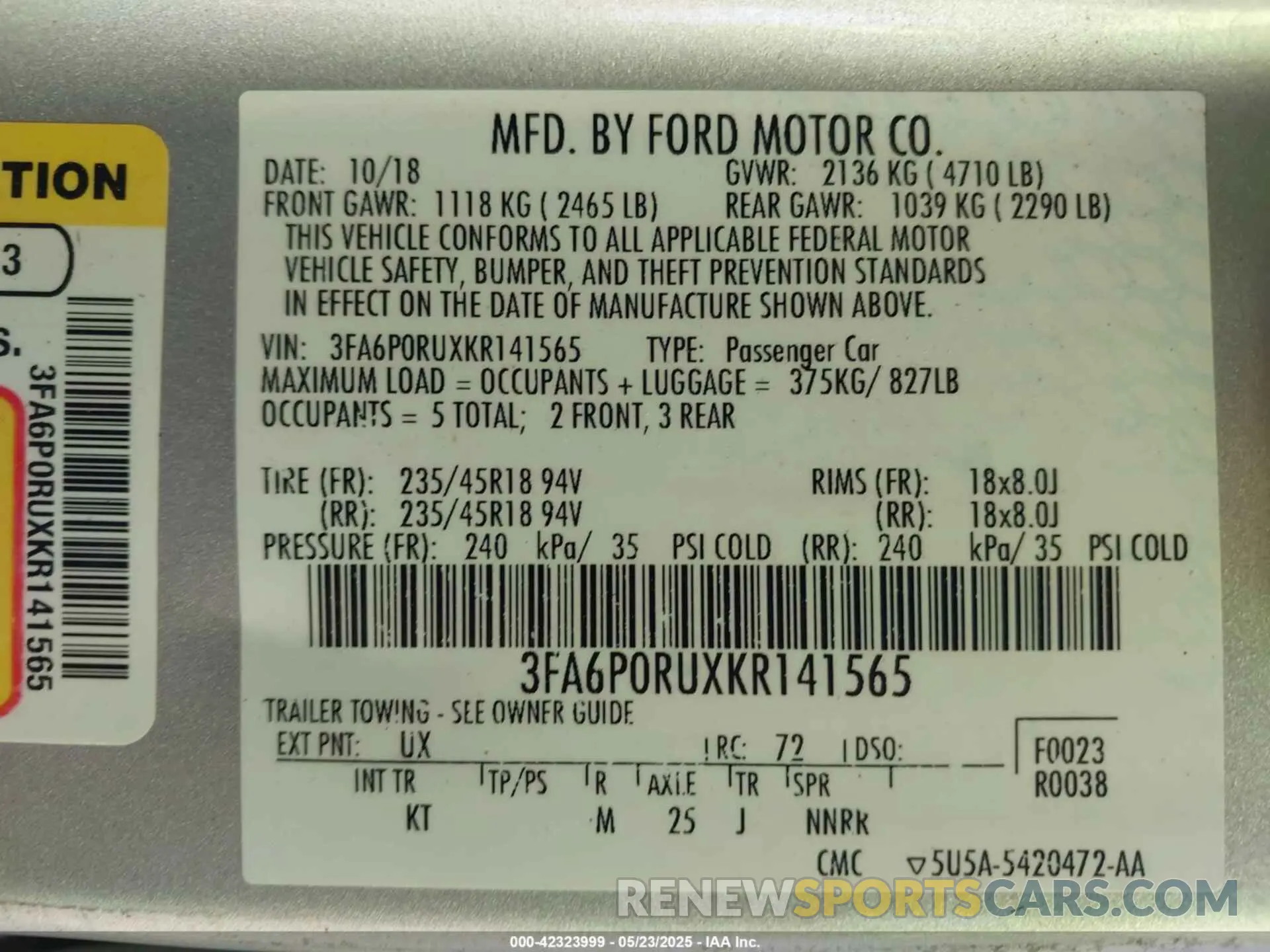 9 Photograph of a damaged car 3FA6P0RUXKR141565 FORD FUSION HYBRID 2019