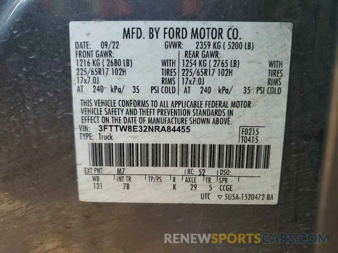 12 Photograph of a damaged car 3FTTW8E32NRA84455 FORD MAVERICK 2022