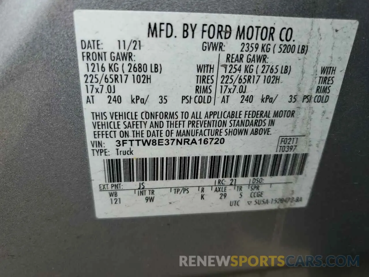 14 Photograph of a damaged car 3FTTW8E37NRA16720 FORD MAVERICK 2022