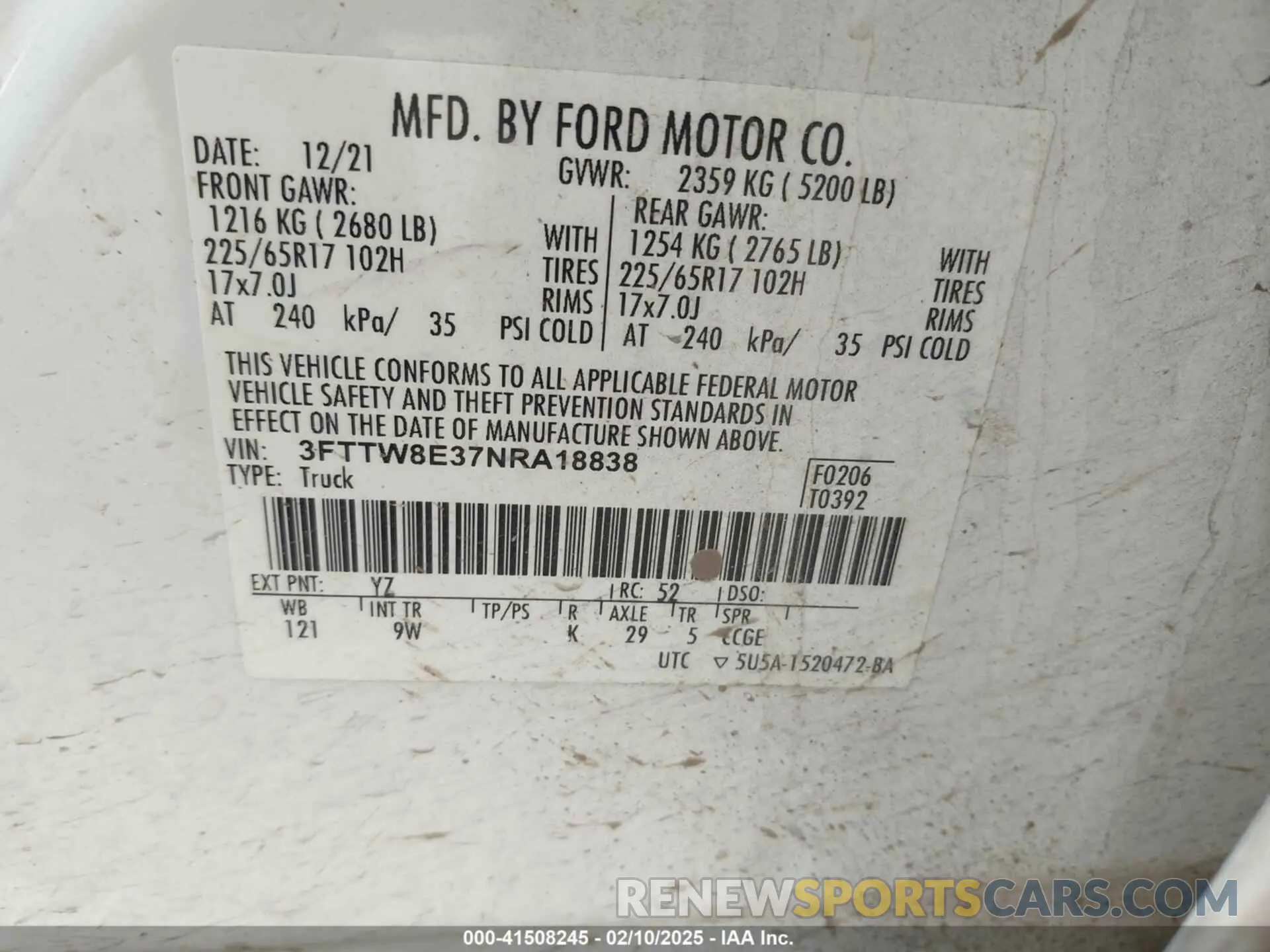 9 Photograph of a damaged car 3FTTW8E37NRA18838 FORD MAVERICK 2022