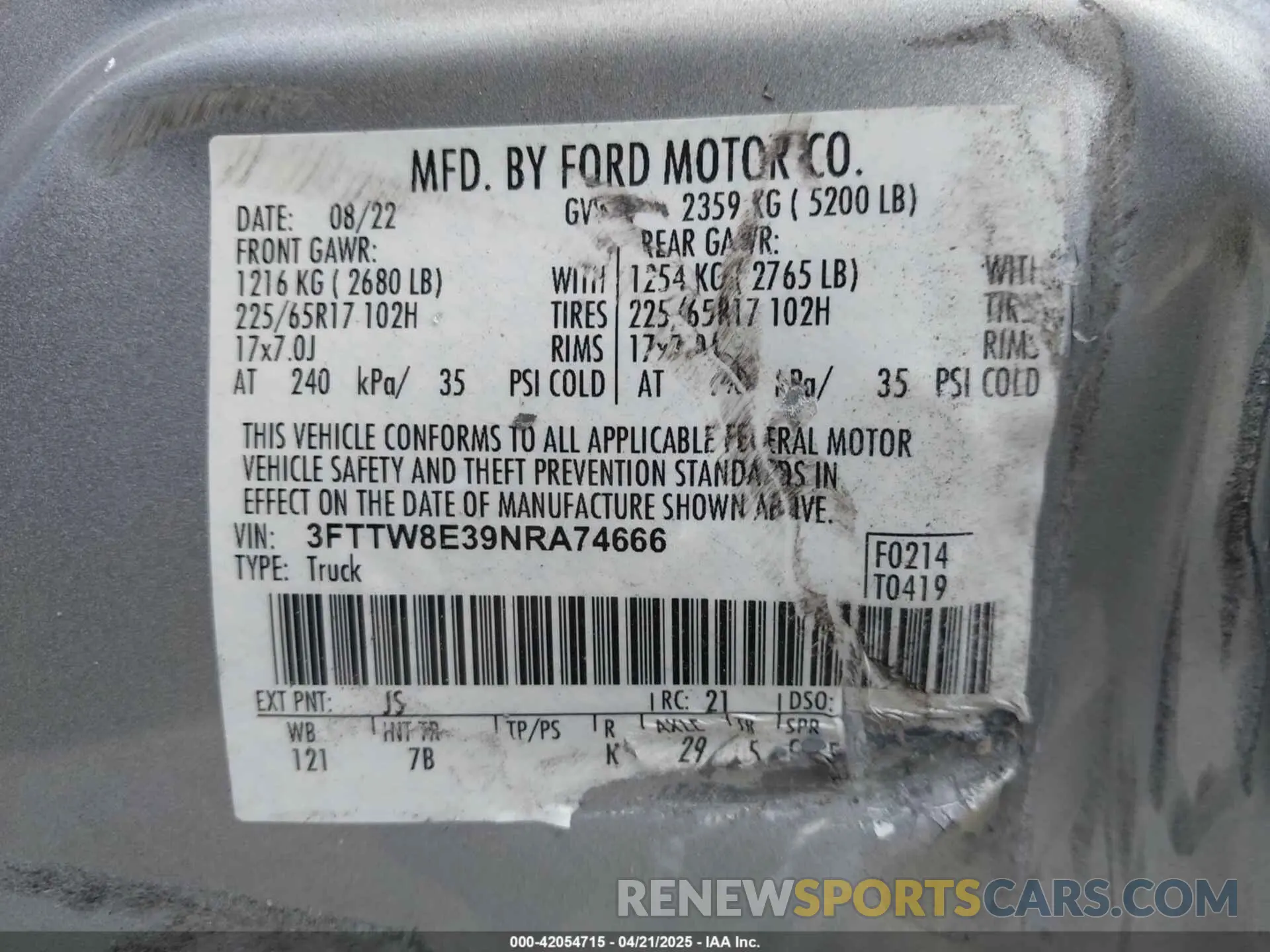 9 Photograph of a damaged car 3FTTW8E39NRA74666 FORD MAVERICK 2022