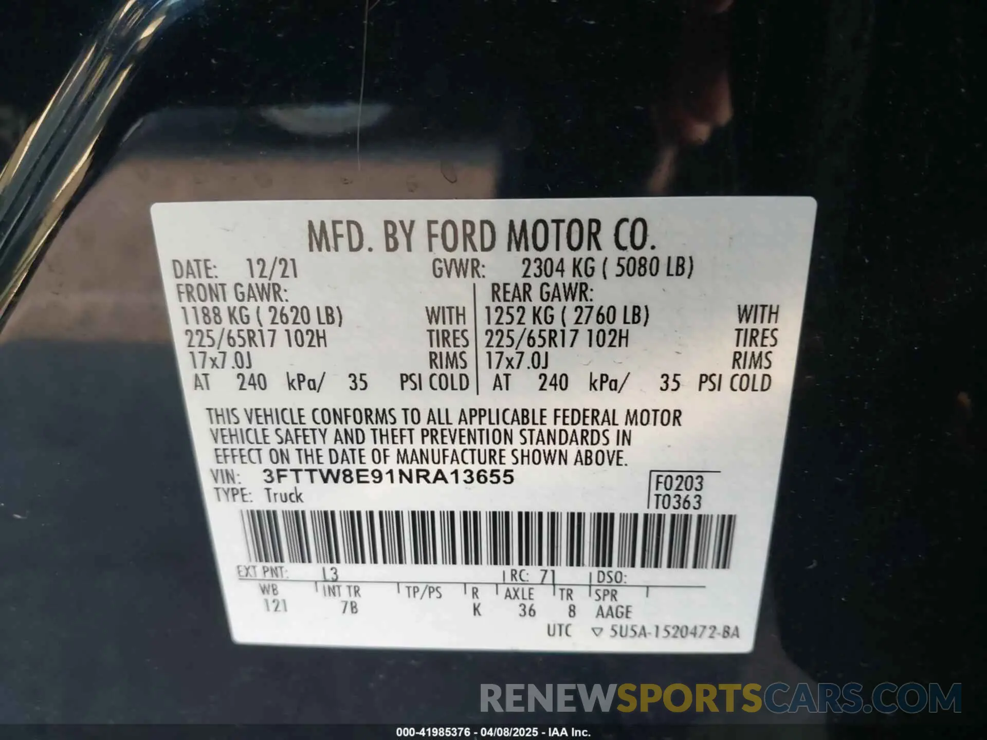 9 Photograph of a damaged car 3FTTW8E91NRA13655 FORD MAVERICK 2022