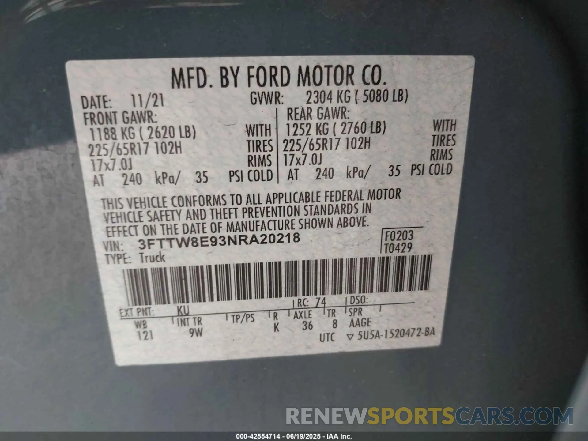 9 Photograph of a damaged car 3FTTW8E93NRA20218 FORD MAVERICK 2022