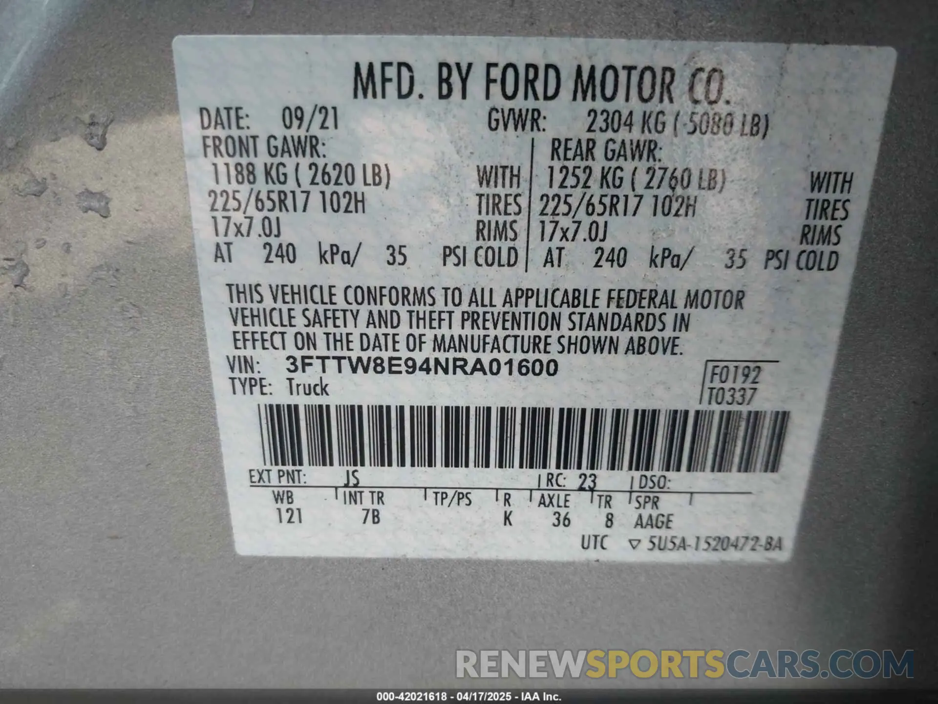 9 Photograph of a damaged car 3FTTW8E94NRA01600 FORD MAVERICK 2022