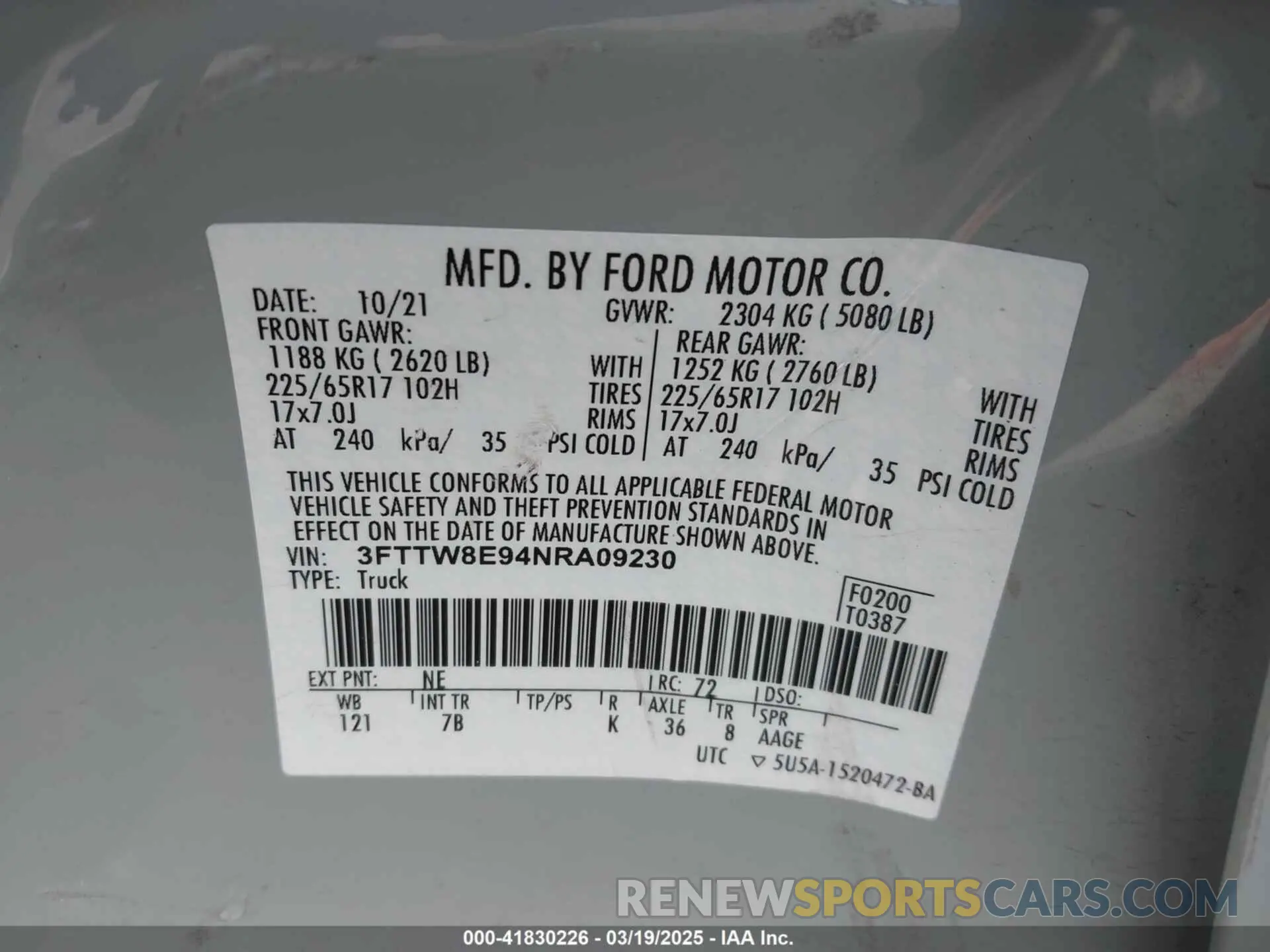 9 Photograph of a damaged car 3FTTW8E94NRA09230 FORD MAVERICK 2022