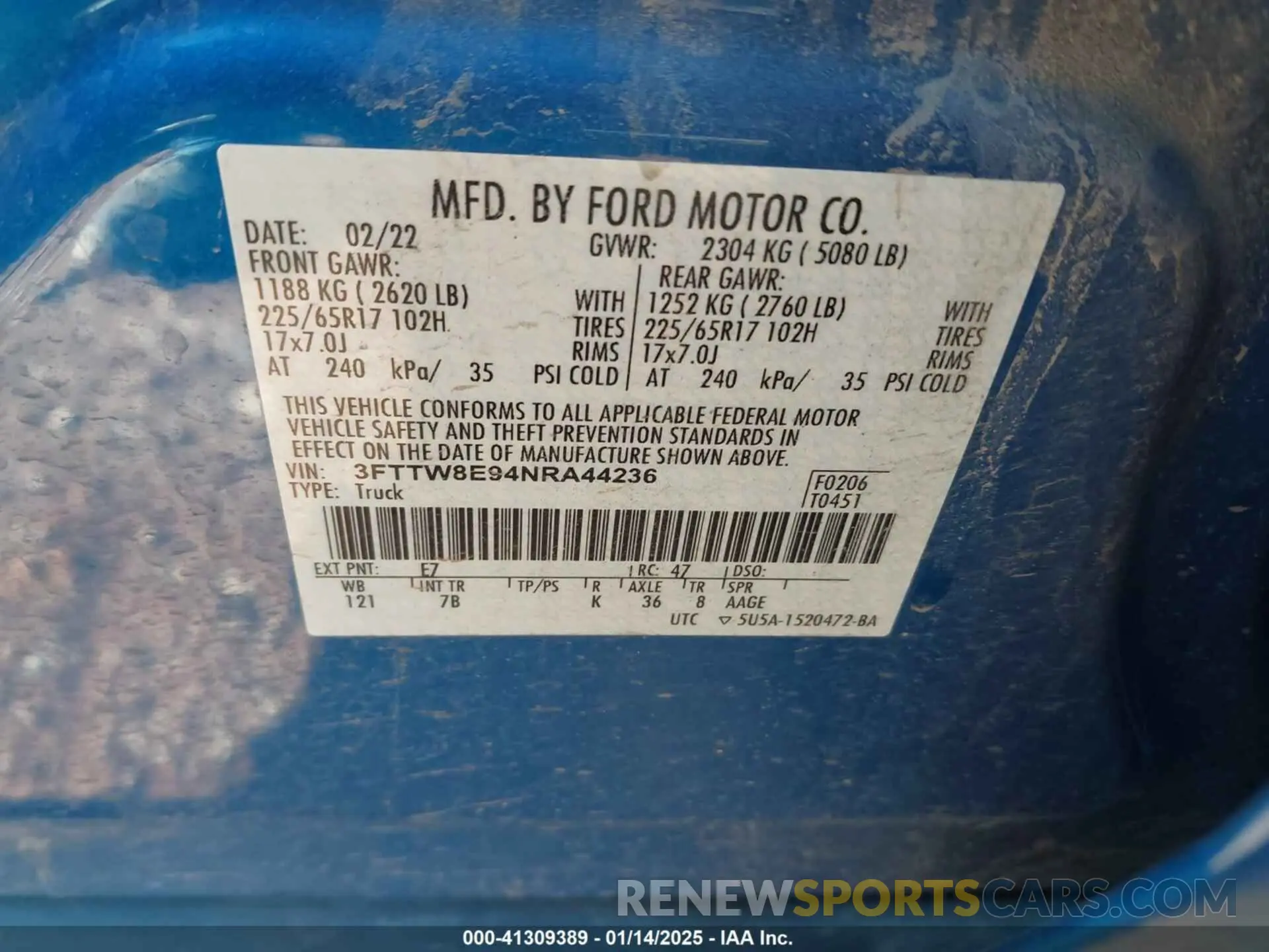 9 Photograph of a damaged car 3FTTW8E94NRA44236 FORD MAVERICK 2022
