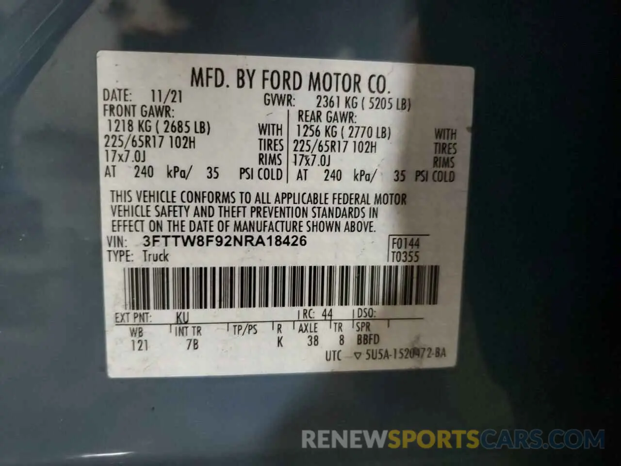 13 Photograph of a damaged car 3FTTW8F92NRA18426 FORD MAVERICK 2022