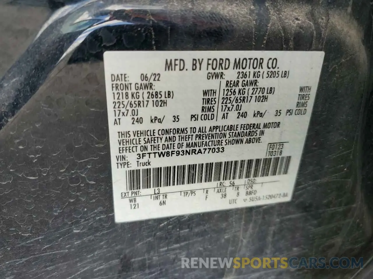 14 Photograph of a damaged car 3FTTW8F93NRA77033 FORD MAVERICK 2022