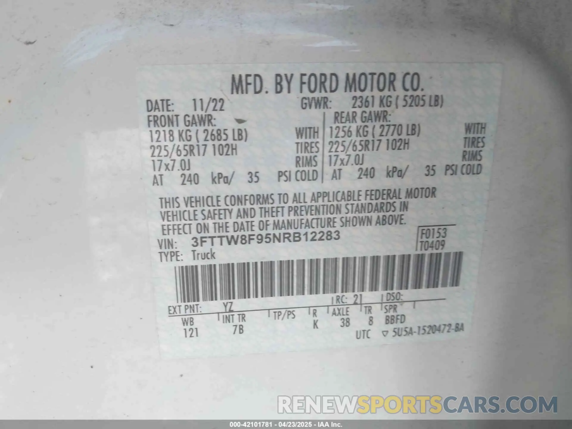 9 Photograph of a damaged car 3FTTW8F95NRB12283 FORD MAVERICK 2022