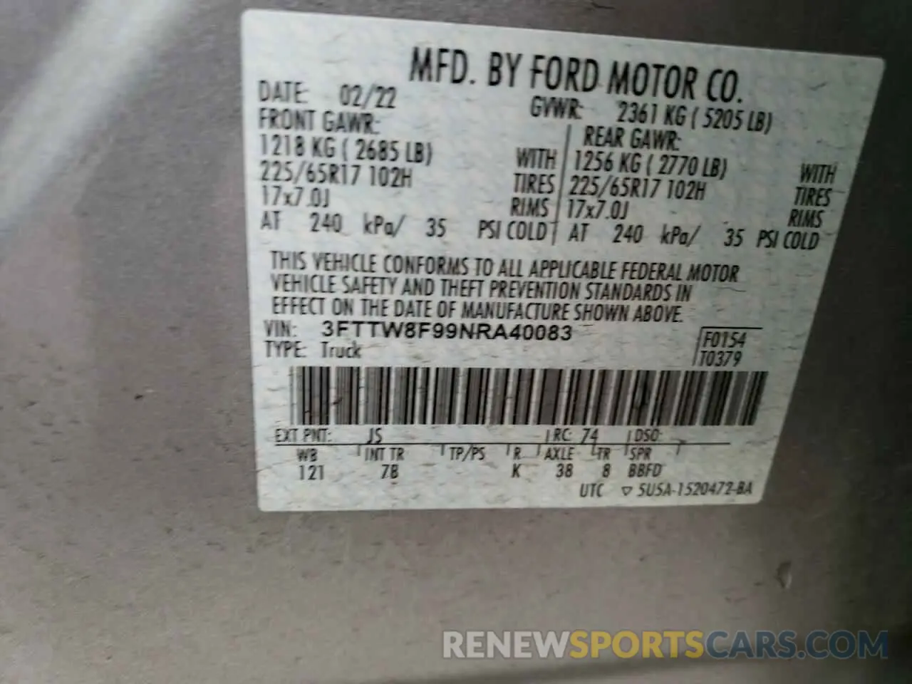 12 Photograph of a damaged car 3FTTW8F99NRA40083 FORD MAVERICK 2022
