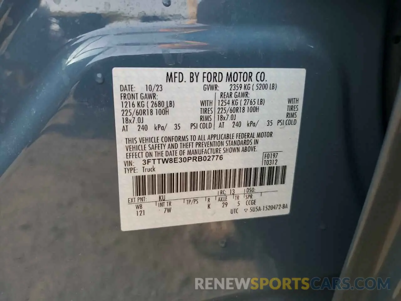 13 Photograph of a damaged car 3FTTW8E30PRB02776 FORD MAVERICK 2023