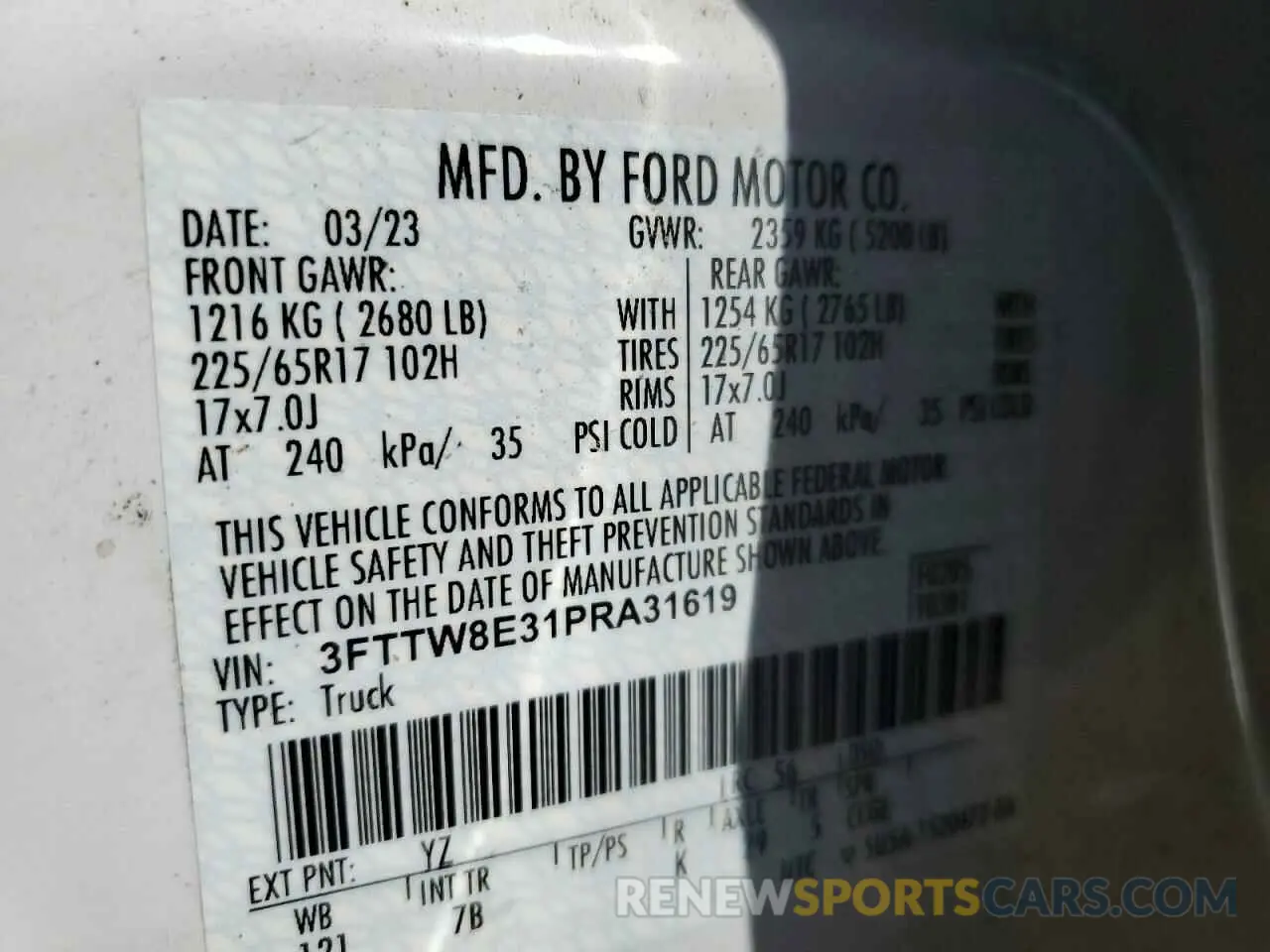 12 Photograph of a damaged car 3FTTW8E31PRA31619 FORD MAVERICK 2023