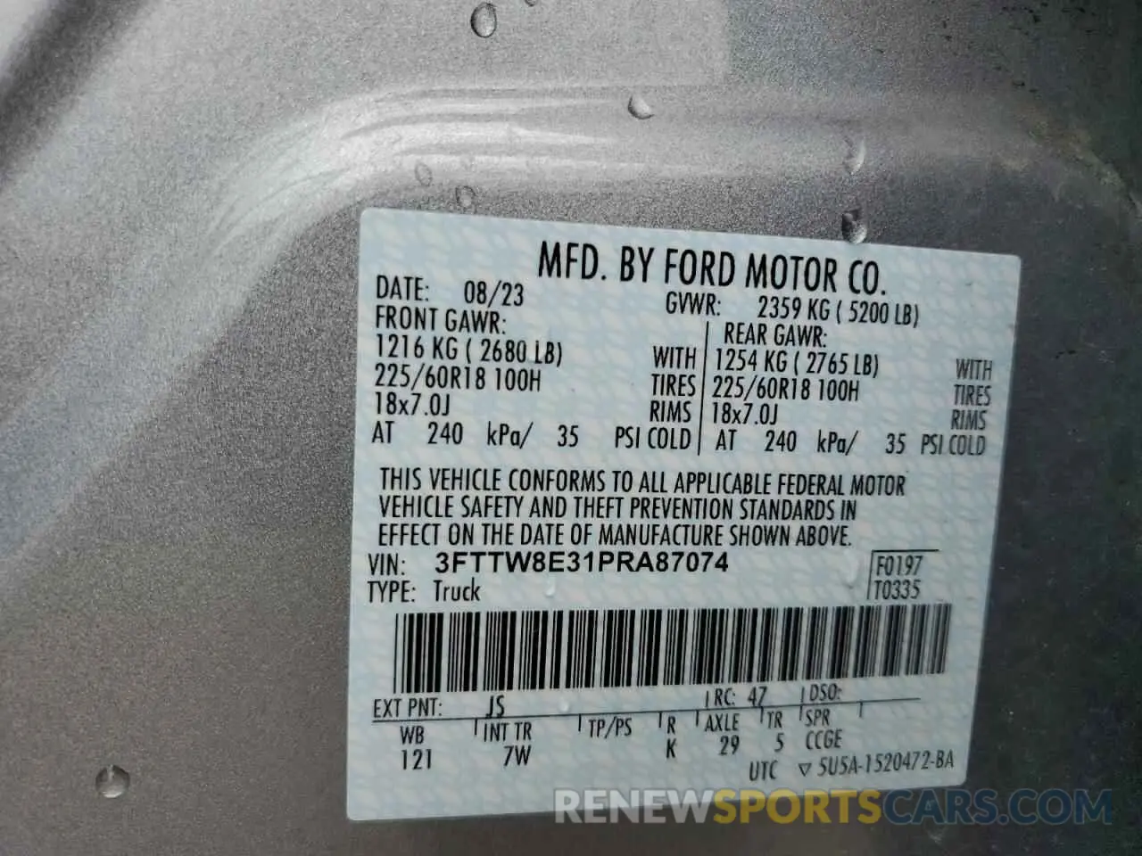 12 Photograph of a damaged car 3FTTW8E31PRA87074 FORD MAVERICK 2023