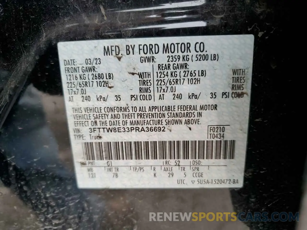 13 Photograph of a damaged car 3FTTW8E33PRA36692 FORD MAVERICK 2023