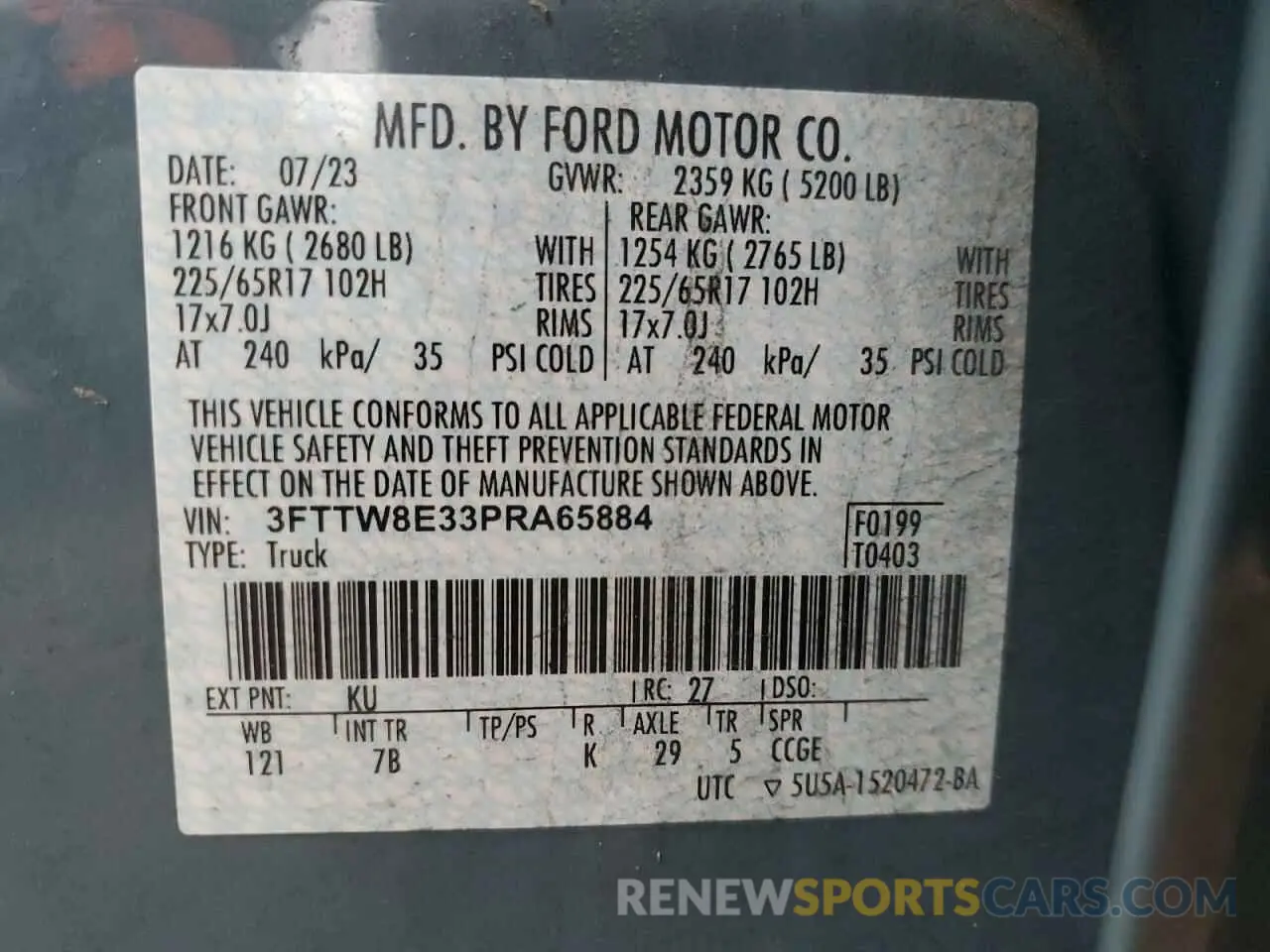 12 Photograph of a damaged car 3FTTW8E33PRA65884 FORD MAVERICK 2023