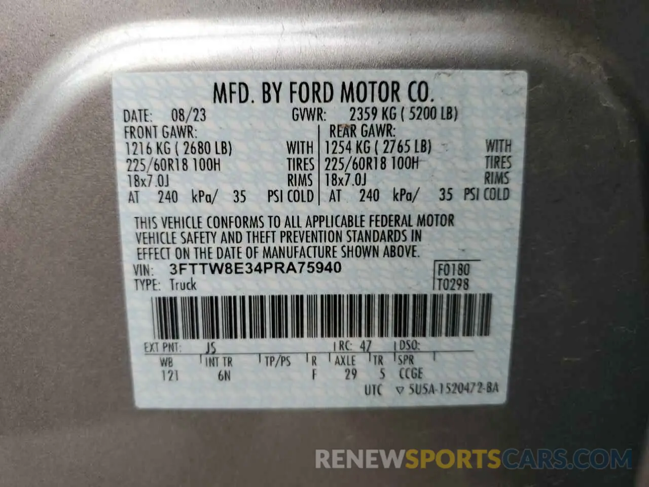 12 Photograph of a damaged car 3FTTW8E34PRA75940 FORD MAVERICK 2023