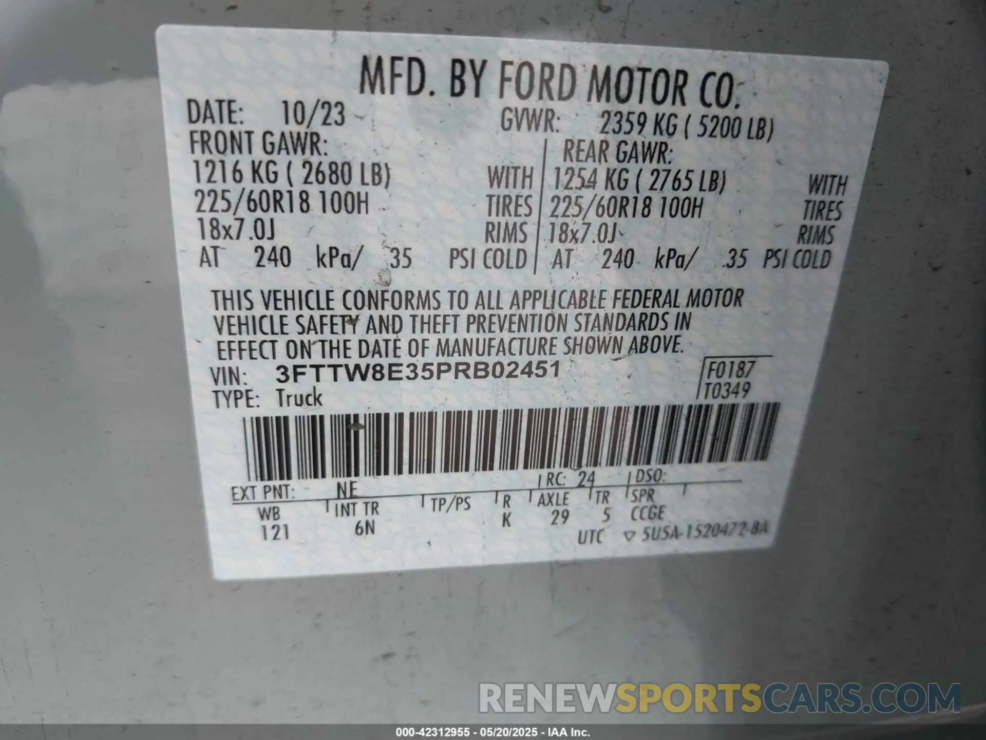 9 Photograph of a damaged car 3FTTW8E35PRB02451 FORD MAVERICK 2023