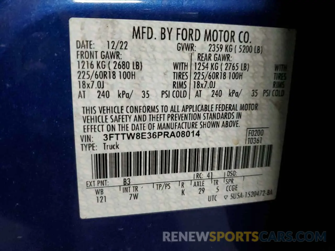 12 Photograph of a damaged car 3FTTW8E36PRA08014 FORD MAVERICK 2023