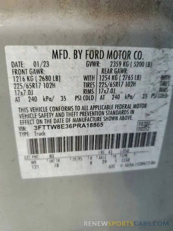 12 Photograph of a damaged car 3FTTW8E36PRA18865 FORD MAVERICK 2023