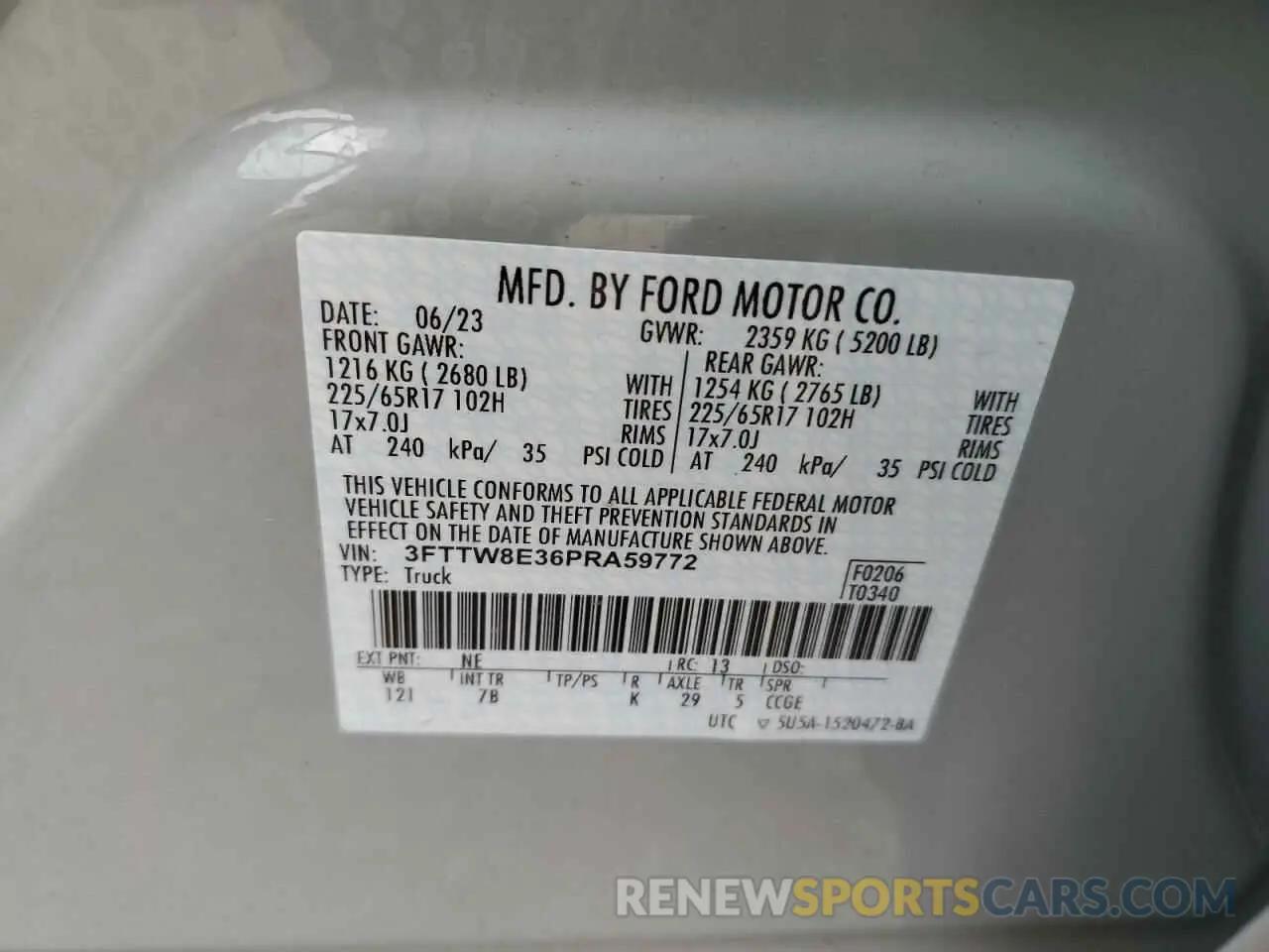 13 Photograph of a damaged car 3FTTW8E36PRA59772 FORD MAVERICK 2023