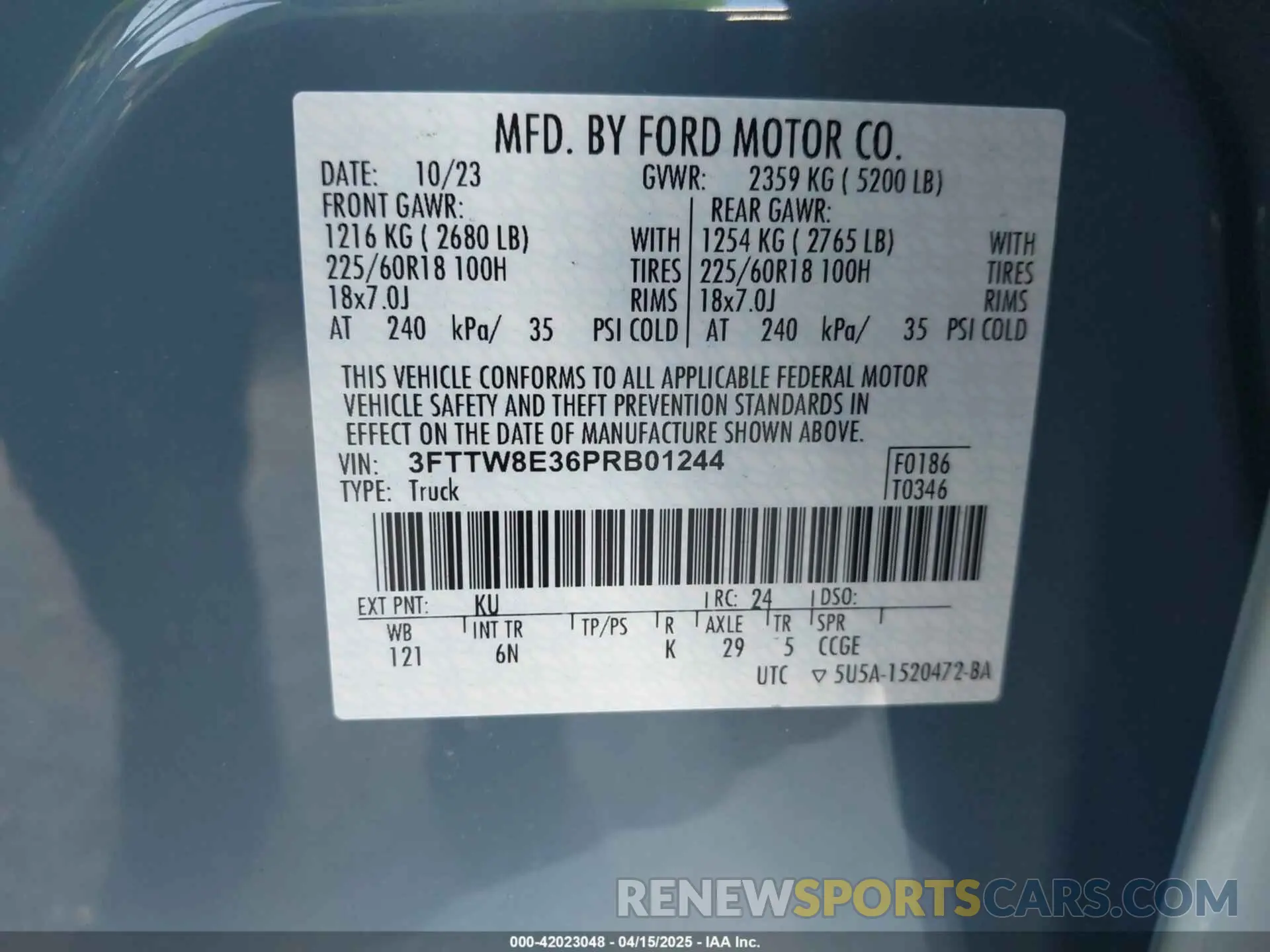 9 Photograph of a damaged car 3FTTW8E36PRB01244 FORD MAVERICK 2023