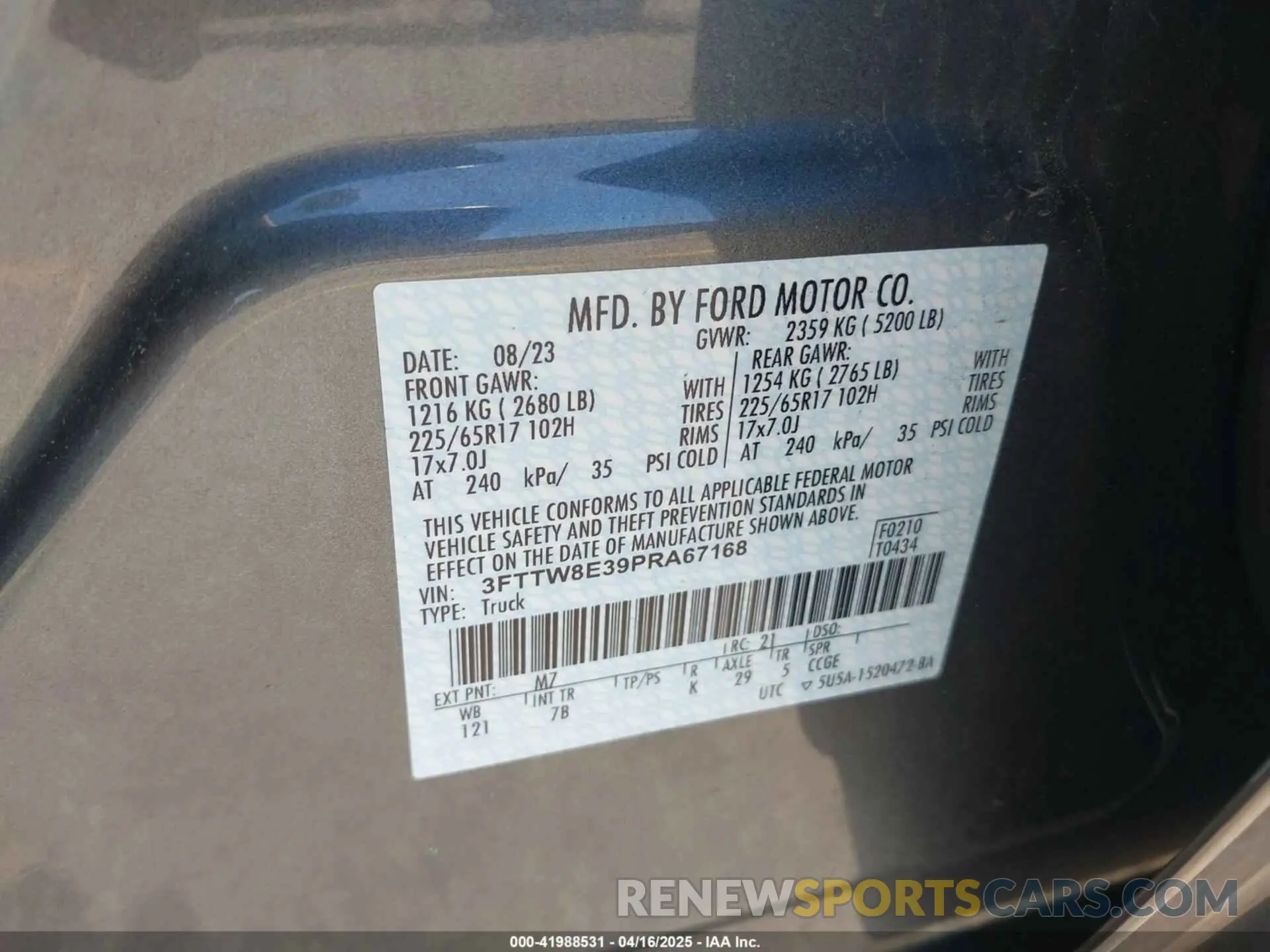 9 Photograph of a damaged car 3FTTW8E39PRA67168 FORD MAVERICK 2023