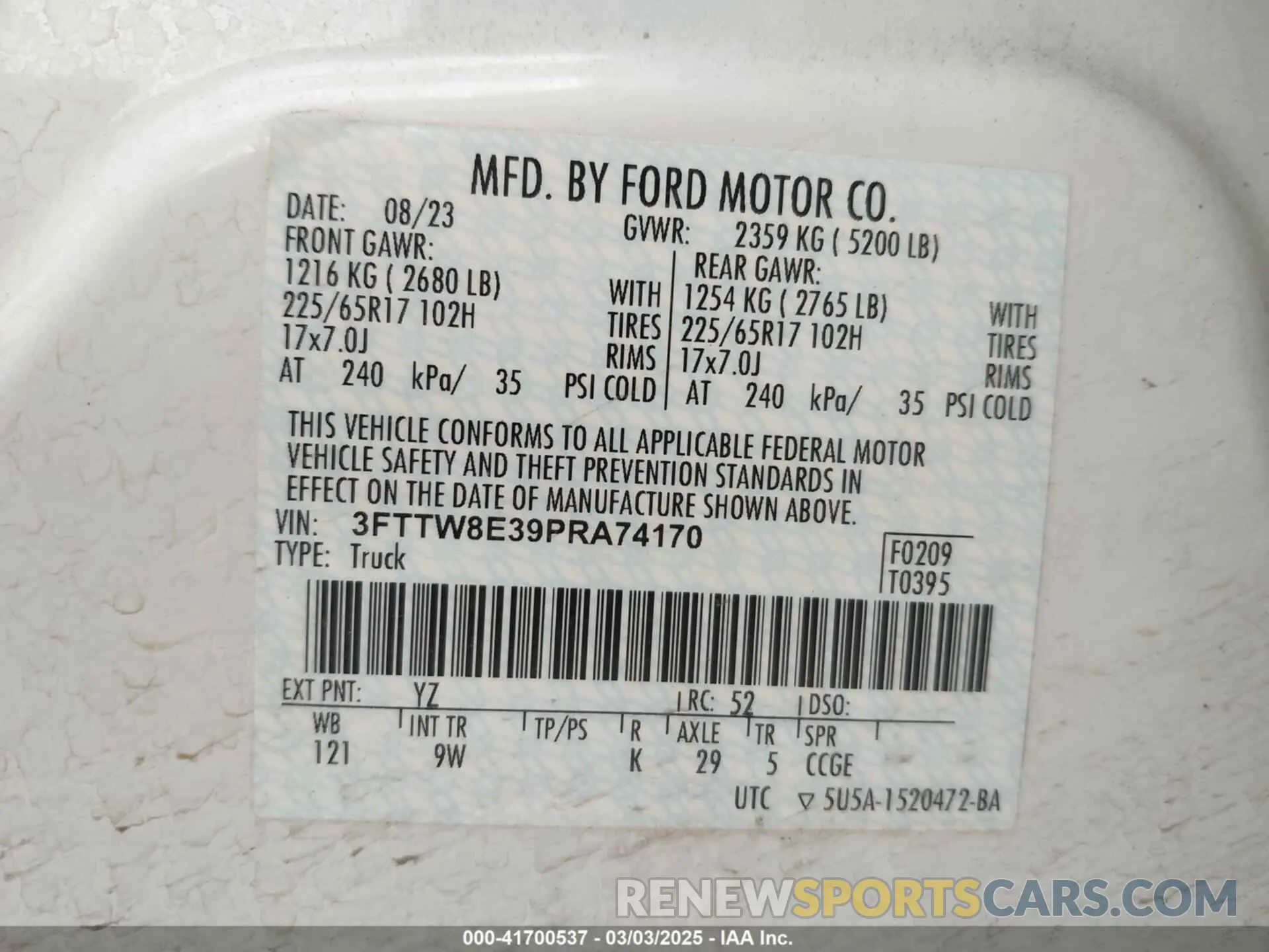 9 Photograph of a damaged car 3FTTW8E39PRA74170 FORD MAVERICK 2023