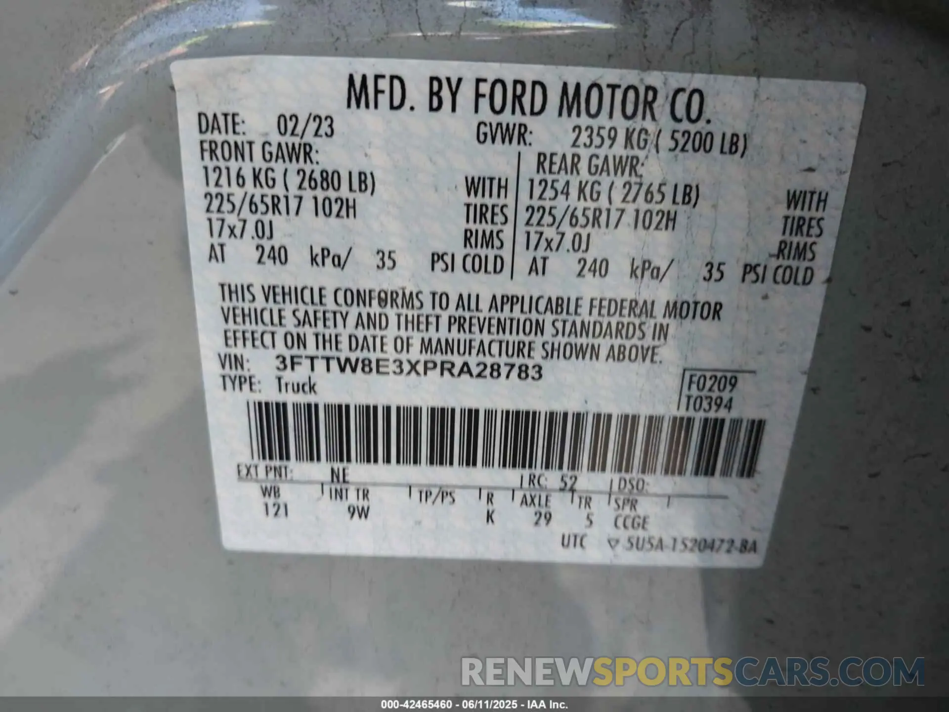 9 Photograph of a damaged car 3FTTW8E3XPRA28783 FORD MAVERICK 2023