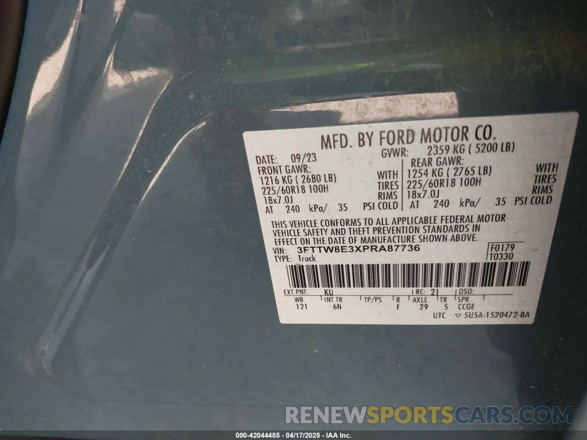 9 Photograph of a damaged car 3FTTW8E3XPRA87736 FORD MAVERICK 2023