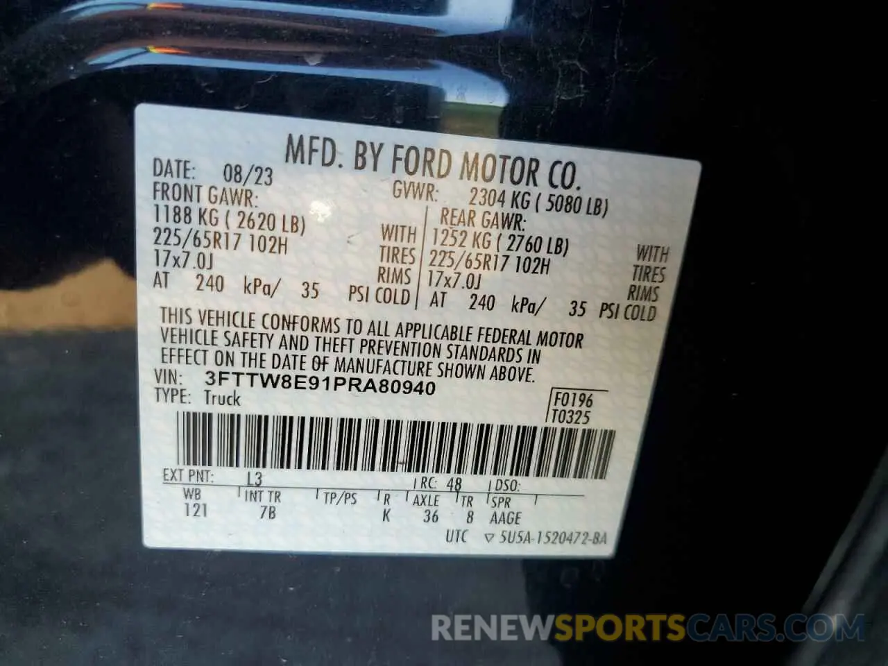 12 Photograph of a damaged car 3FTTW8E91PRA80940 FORD MAVERICK 2023