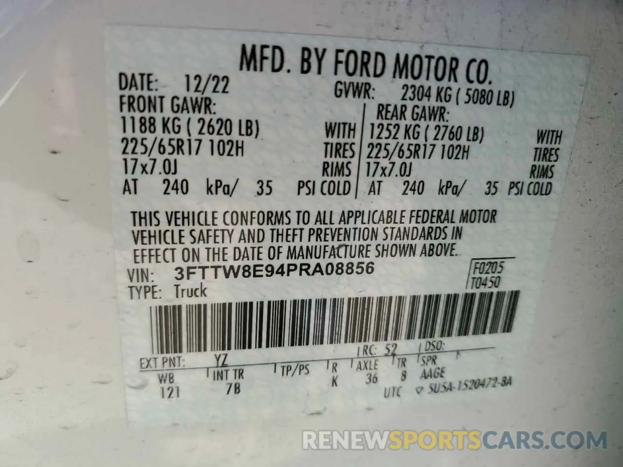 12 Photograph of a damaged car 3FTTW8E94PRA08856 FORD MAVERICK 2023