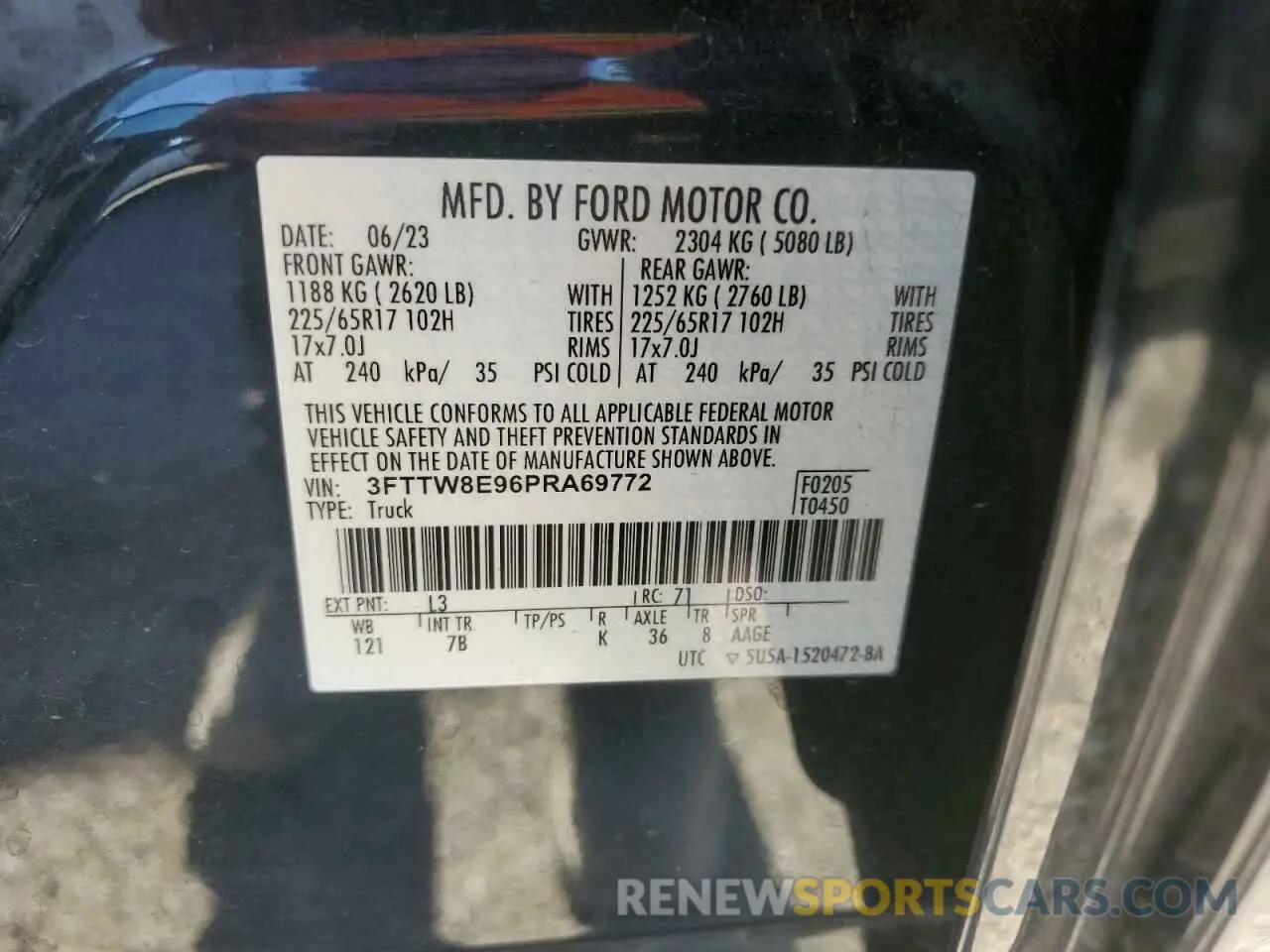 14 Photograph of a damaged car 3FTTW8E96PRA69772 FORD MAVERICK 2023