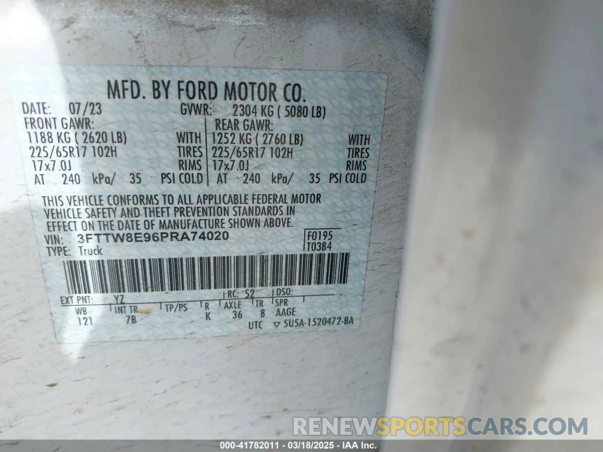 9 Photograph of a damaged car 3FTTW8E96PRA74020 FORD MAVERICK 2023