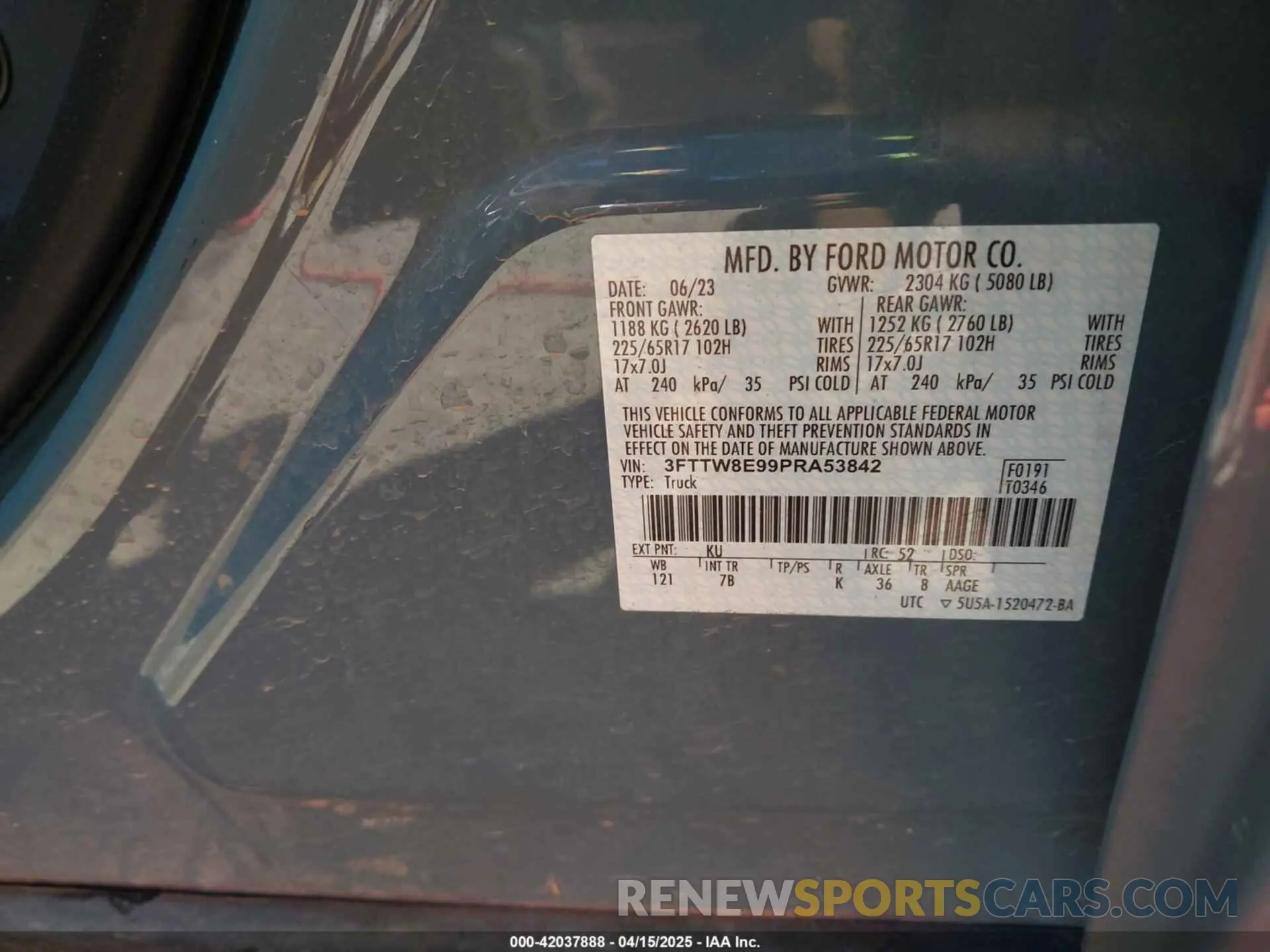 9 Photograph of a damaged car 3FTTW8E99PRA53842 FORD MAVERICK 2023