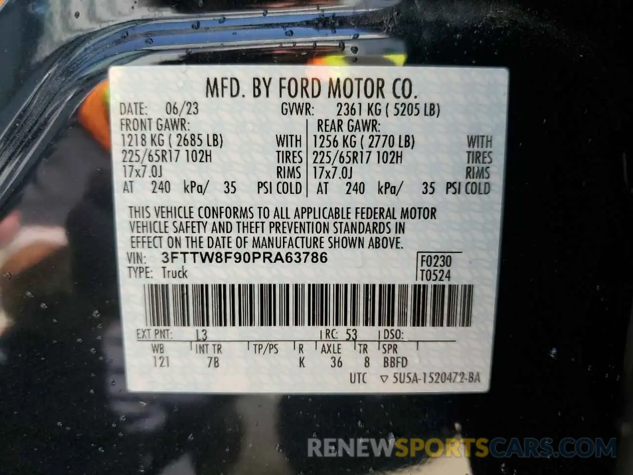 13 Photograph of a damaged car 3FTTW8F90PRA63786 FORD MAVERICK 2023