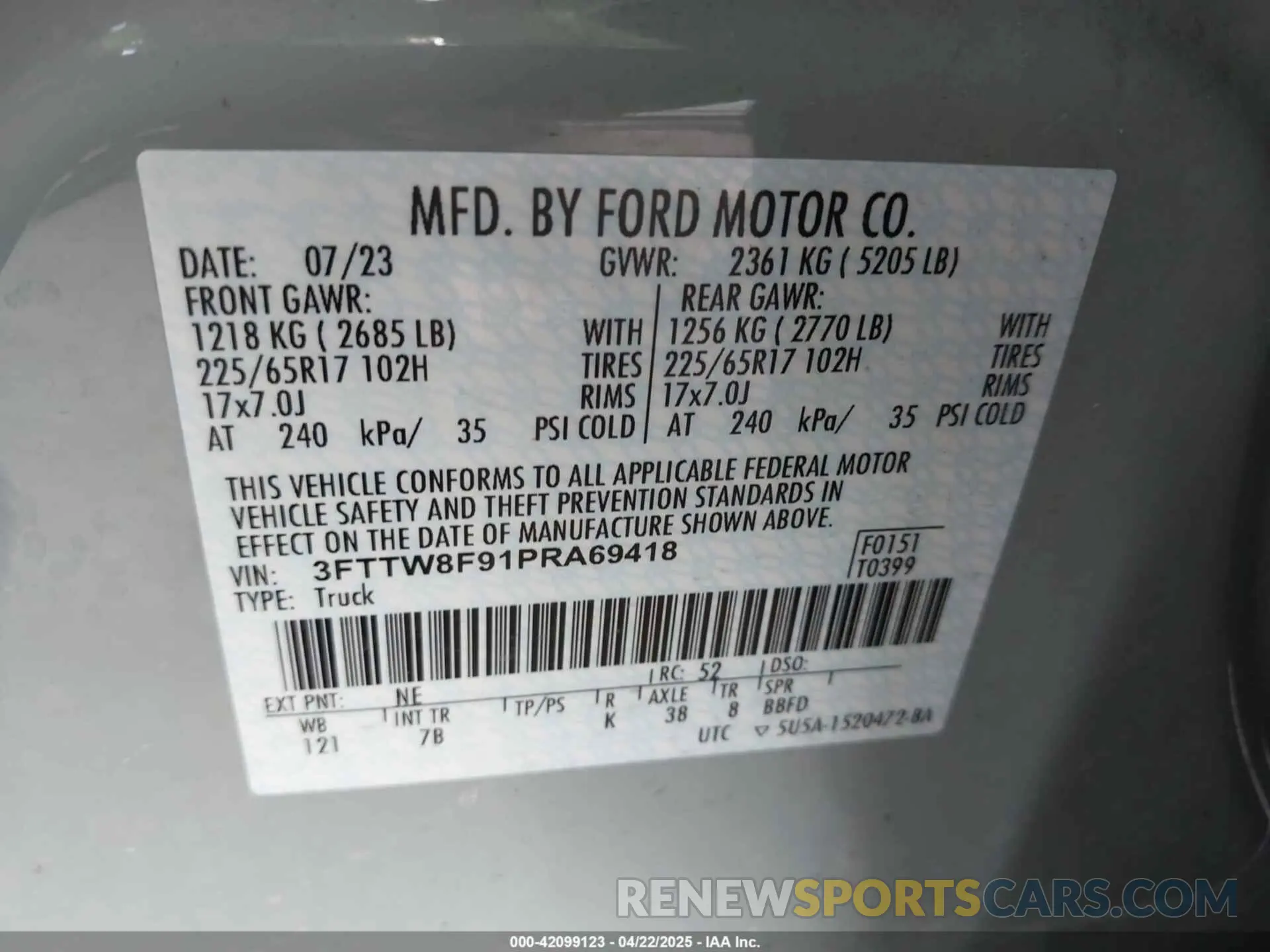 9 Photograph of a damaged car 3FTTW8F91PRA69418 FORD MAVERICK 2023