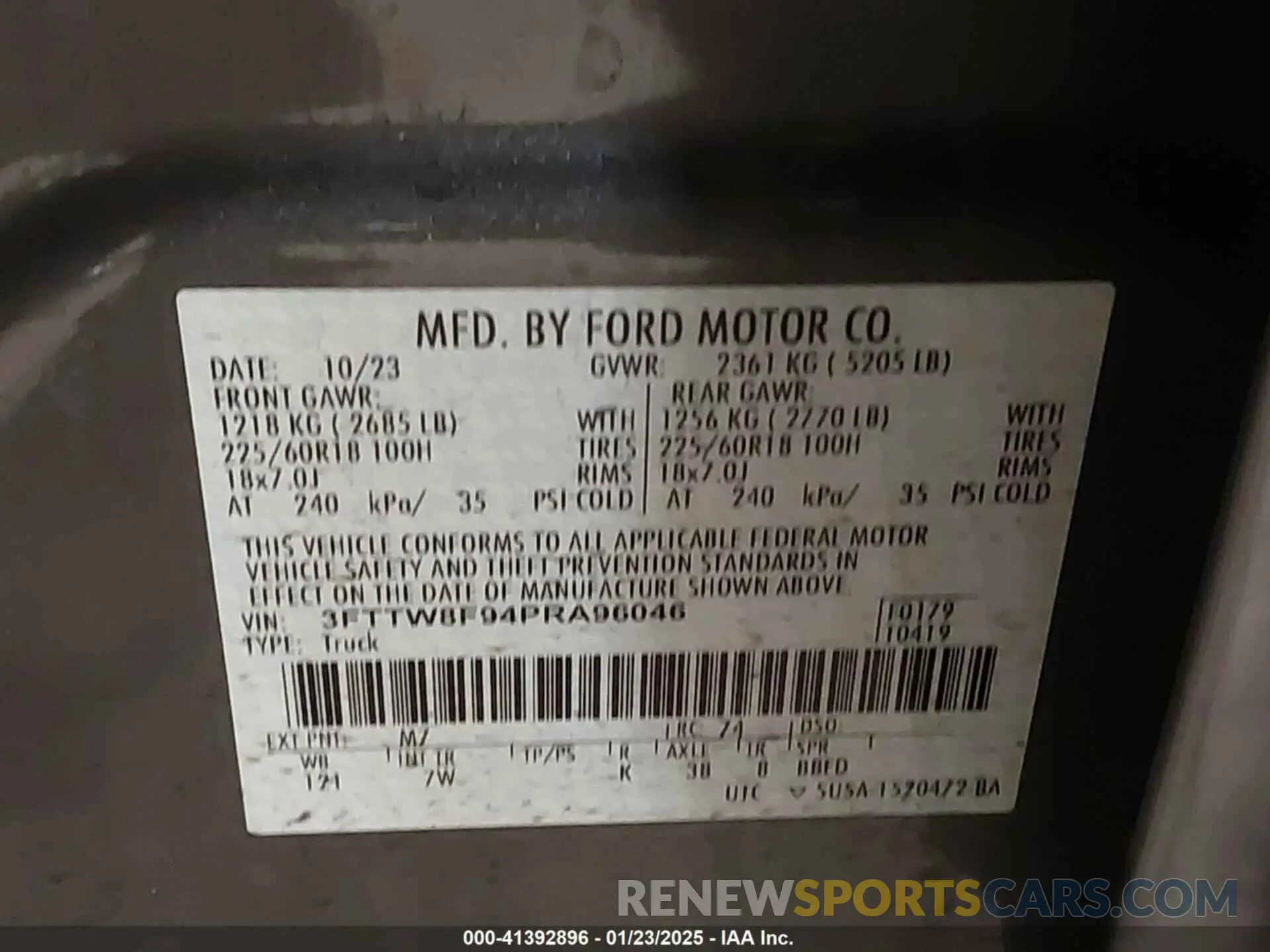 9 Photograph of a damaged car 3FTTW8F94PRA96046 FORD MAVERICK 2023