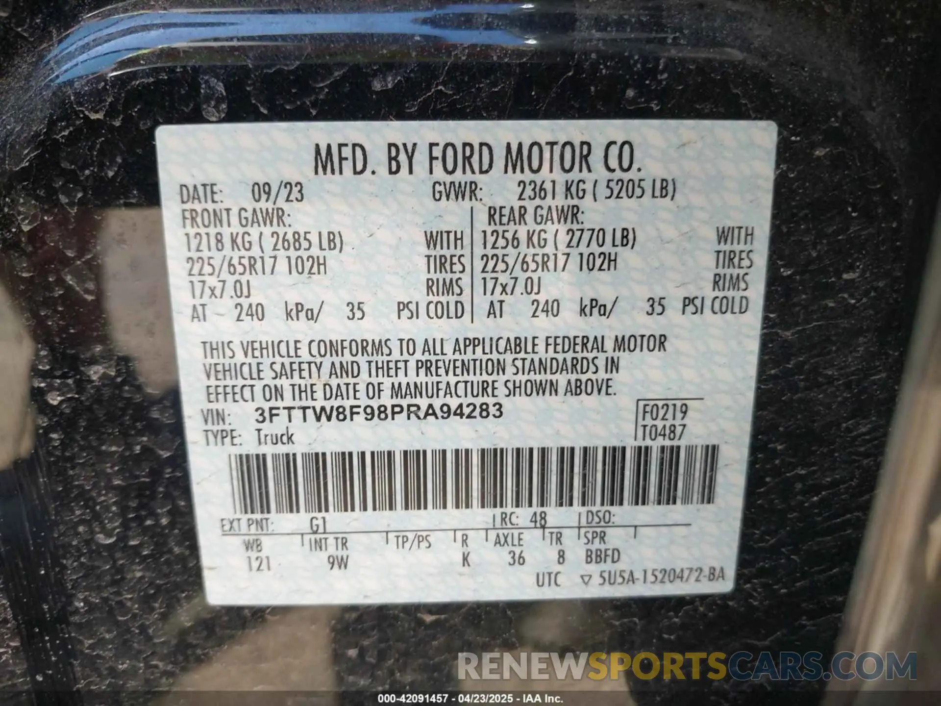 9 Photograph of a damaged car 3FTTW8F98PRA94283 FORD MAVERICK 2023