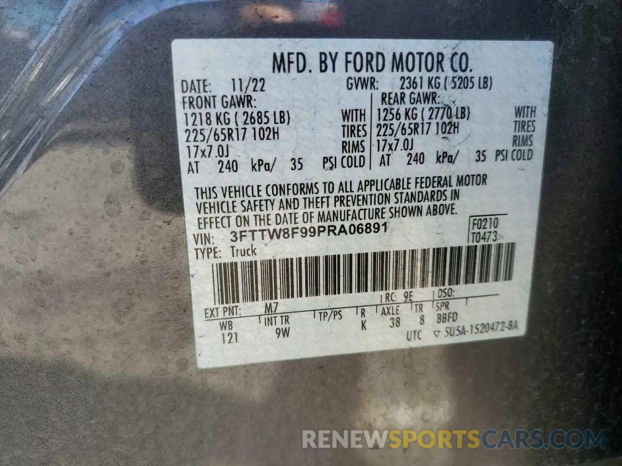 13 Photograph of a damaged car 3FTTW8F99PRA06891 FORD MAVERICK 2023