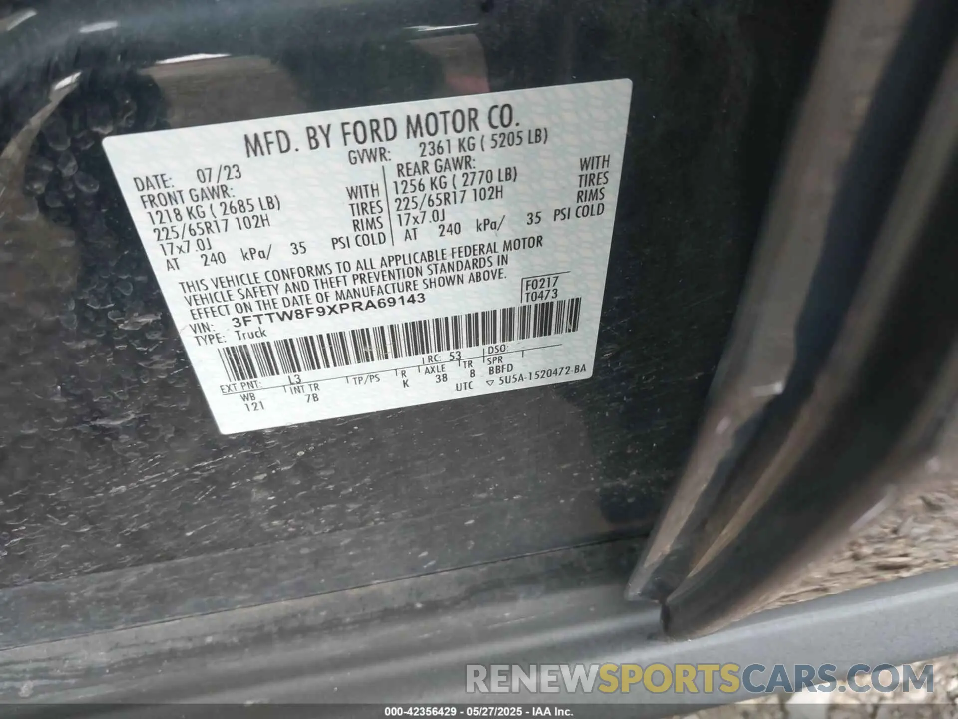 9 Photograph of a damaged car 3FTTW8F9XPRA69143 FORD MAVERICK 2023