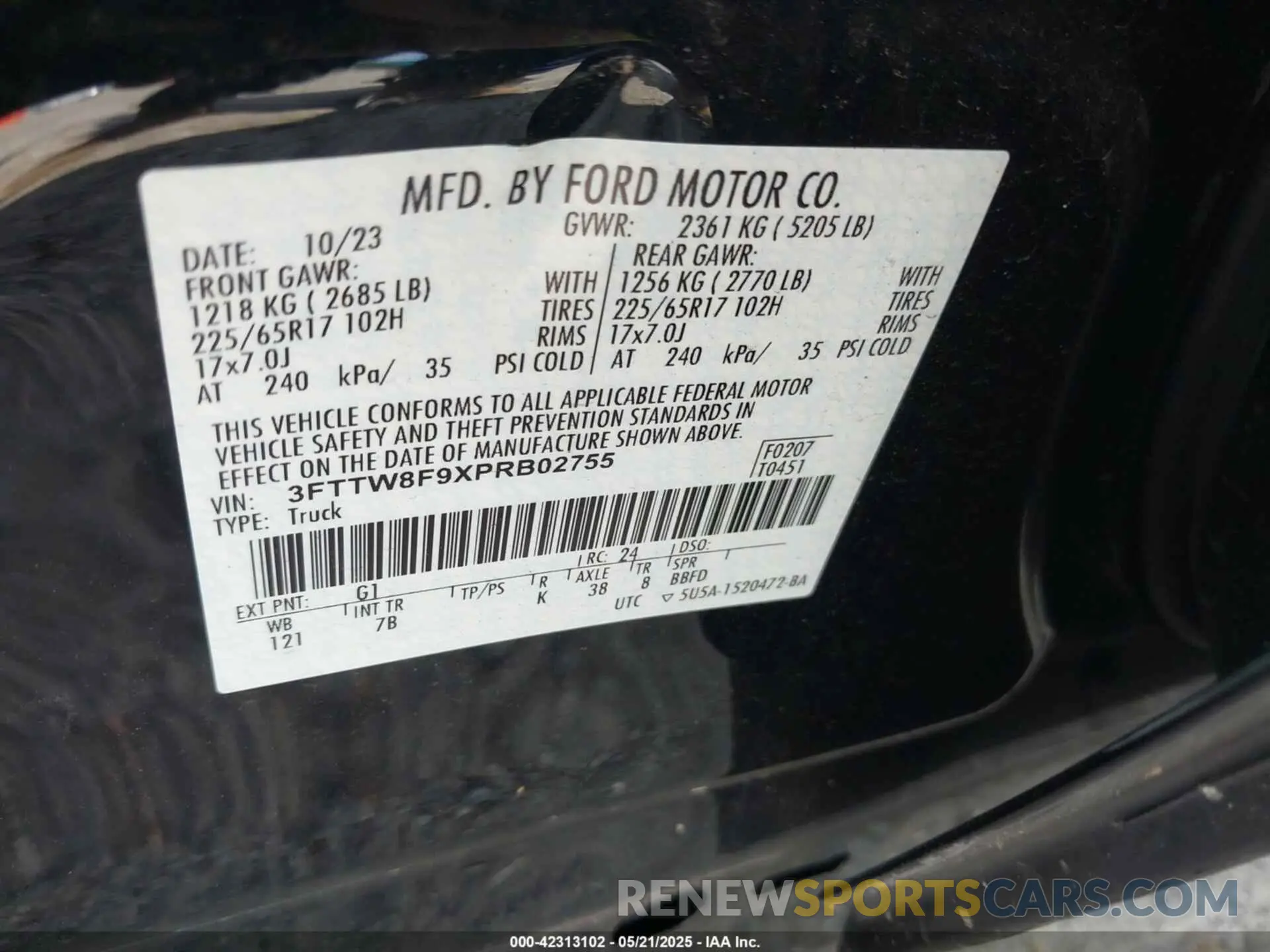 9 Photograph of a damaged car 3FTTW8F9XPRB02755 FORD MAVERICK 2023